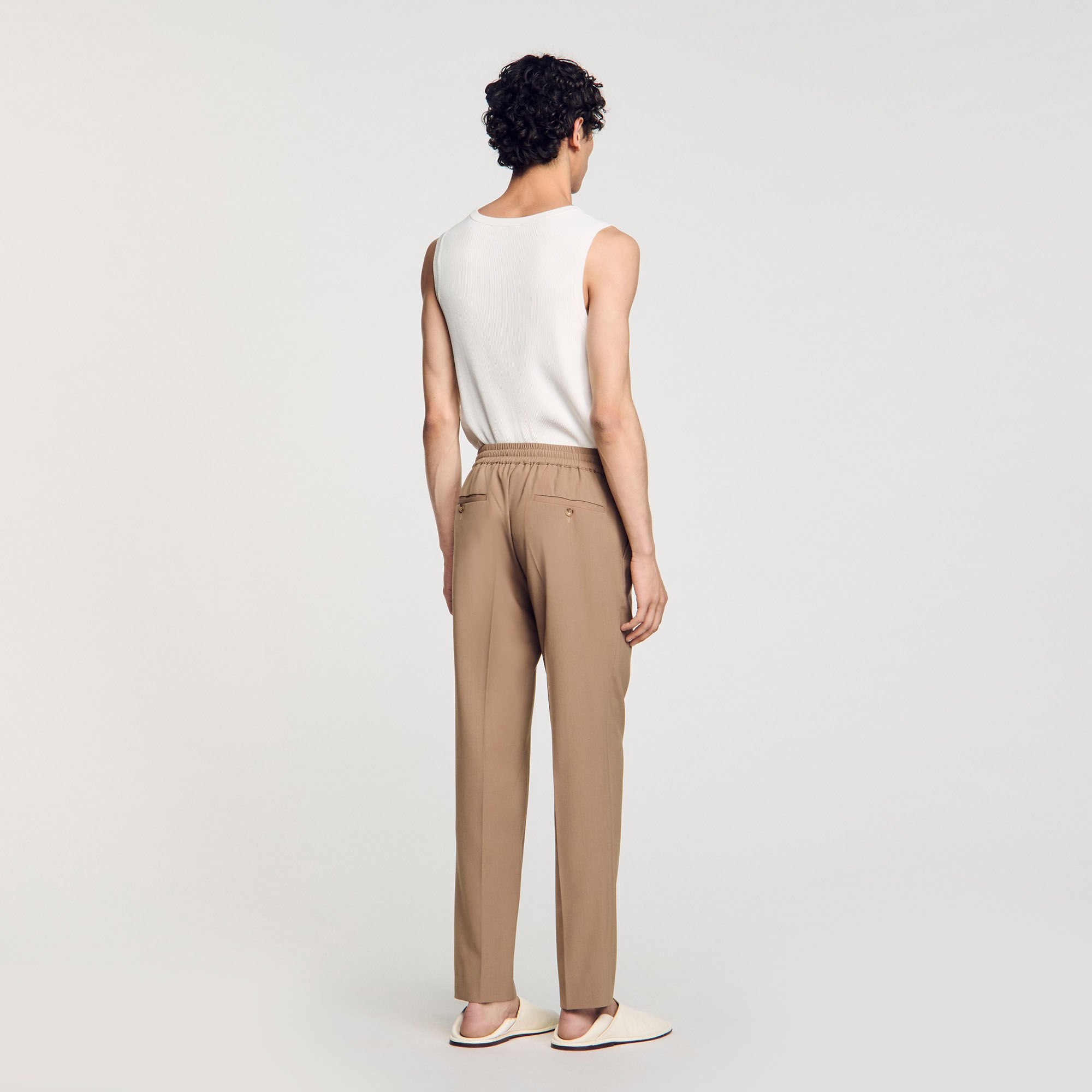 Elasticated straight-leg trousers