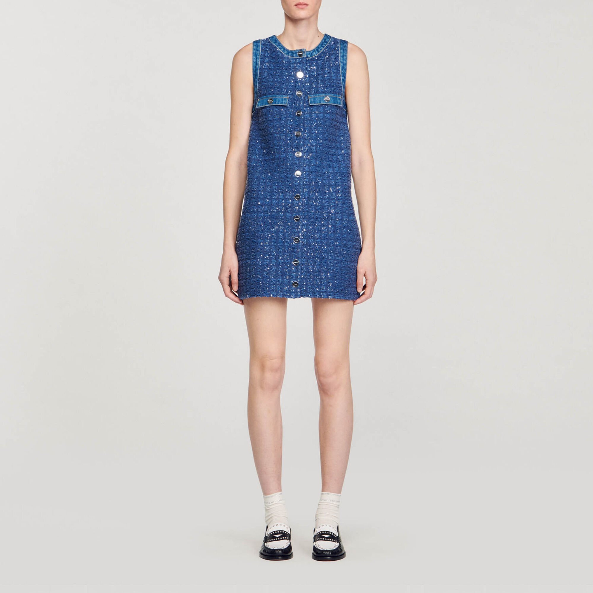 Short tweed trapeze dress