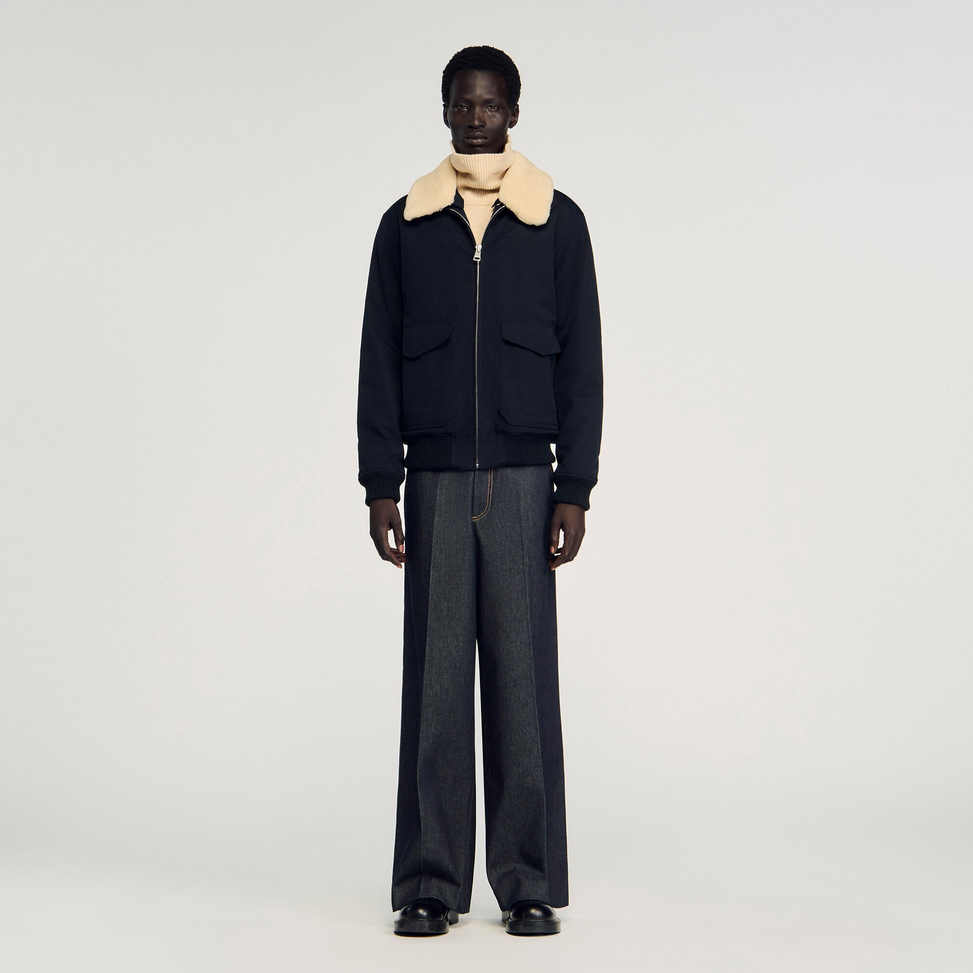 Shearling collar aviator jacket Shearling collar aviator jacket