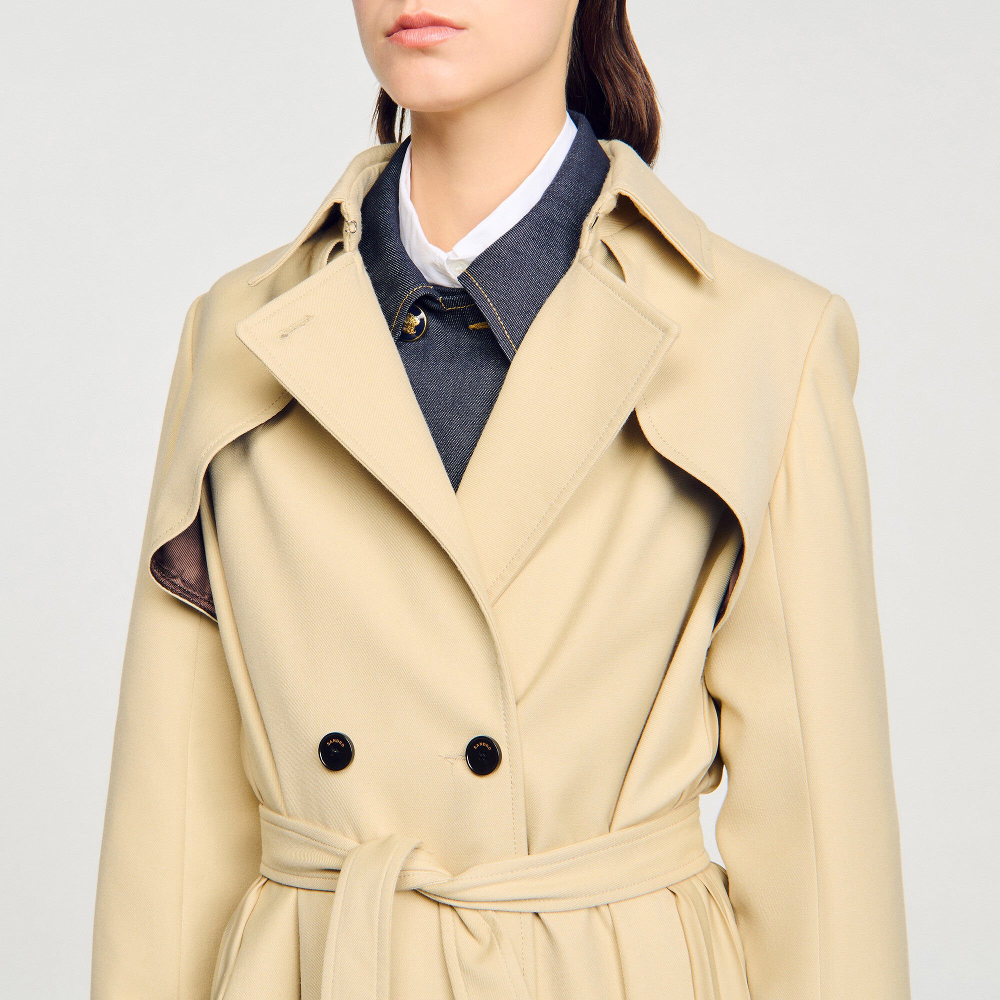 Belted double-breasted trench