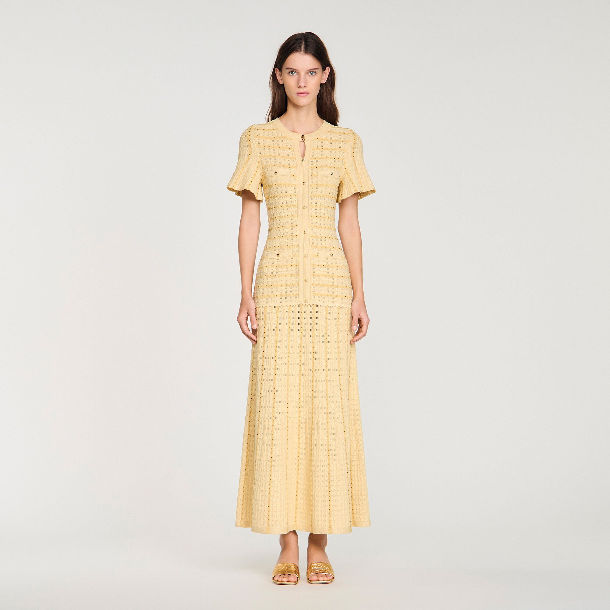 Rhinestone knit maxi dress