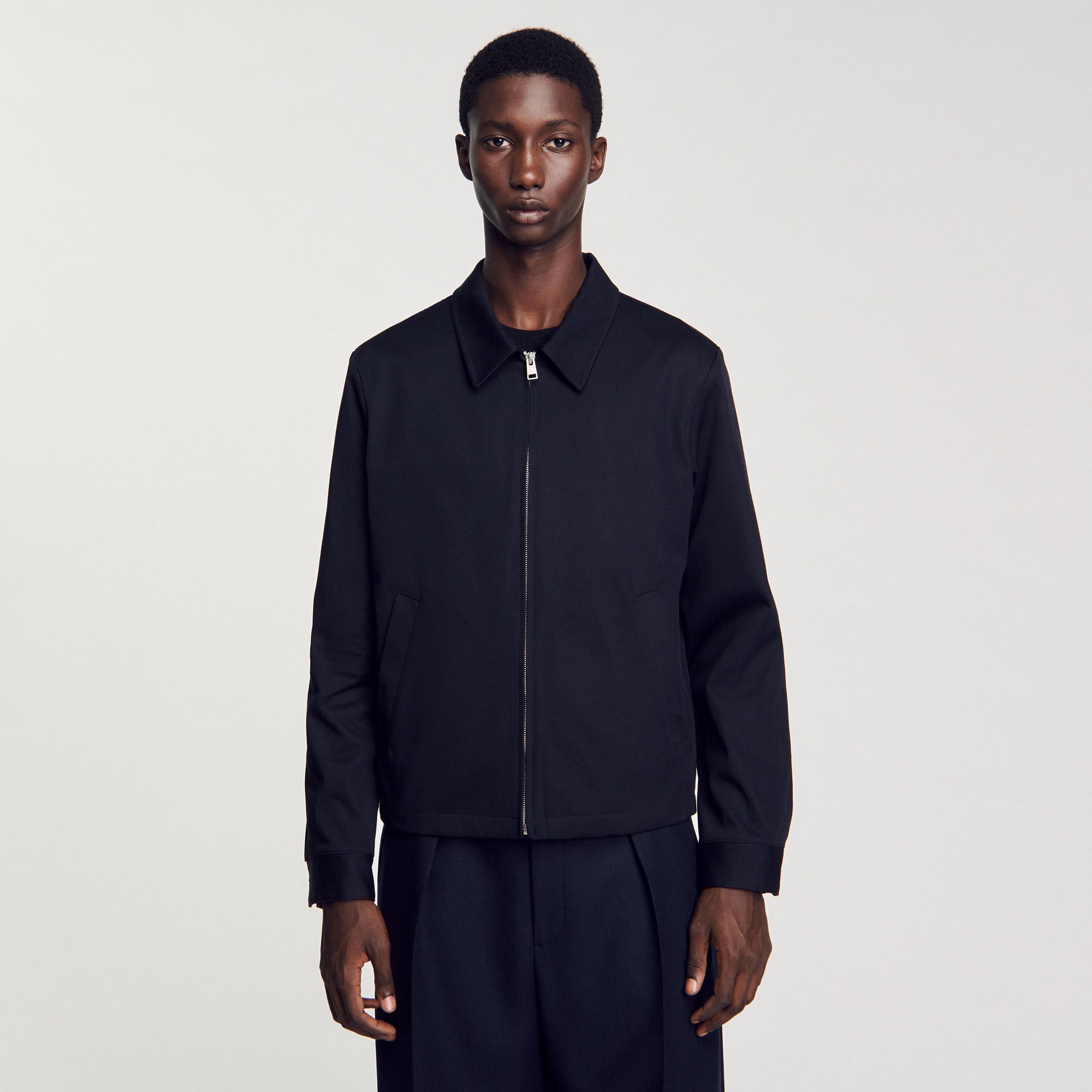 Cotton jacket blue for Men | Sandro Paris