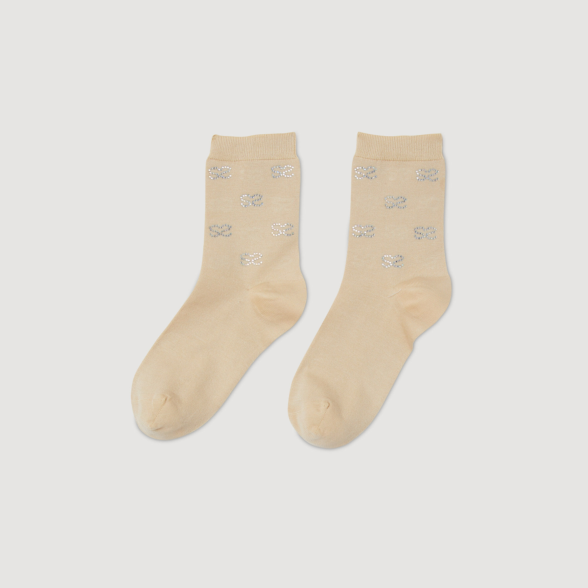Double S rhinestone socks