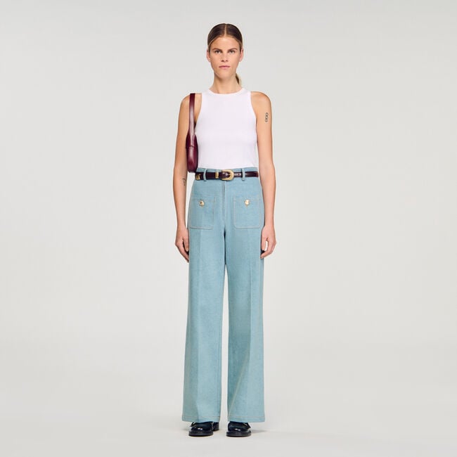 Faded high-rise wide-leg jeans