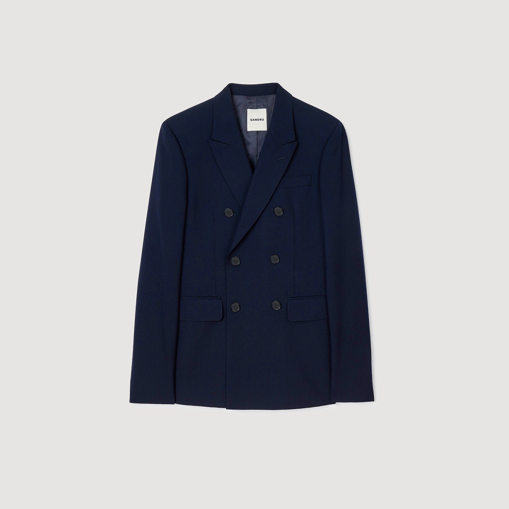 【SANDRO】 Double-breasted suit jacket Double-breasted suit jacket black / gray For Women | Sandro