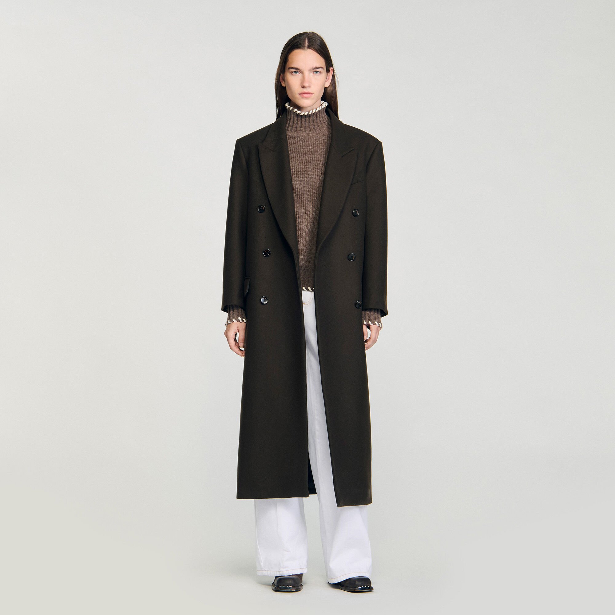 sandro paris  コート Long coat blue For Women | Sandro Paris