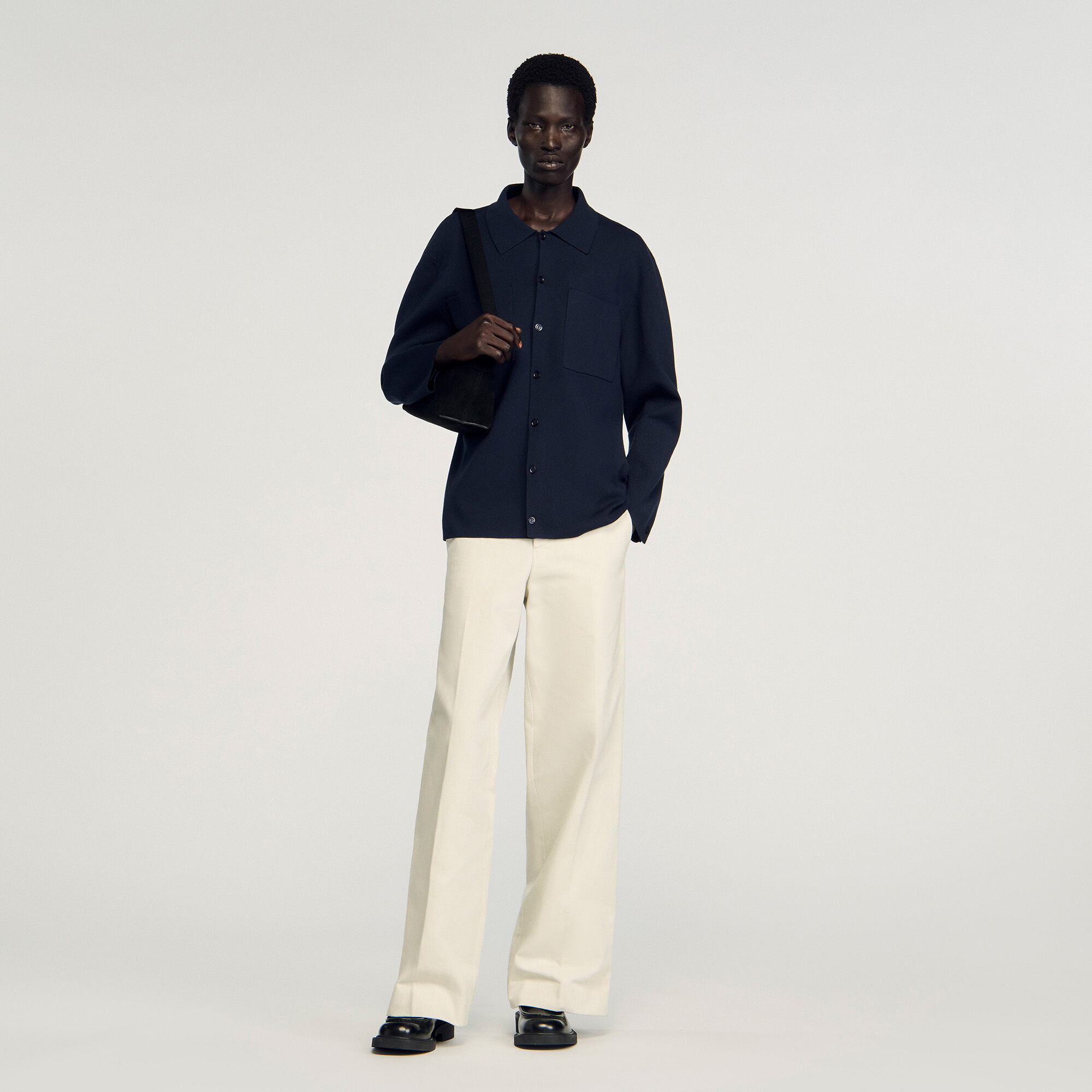 Knitted shirt jacket