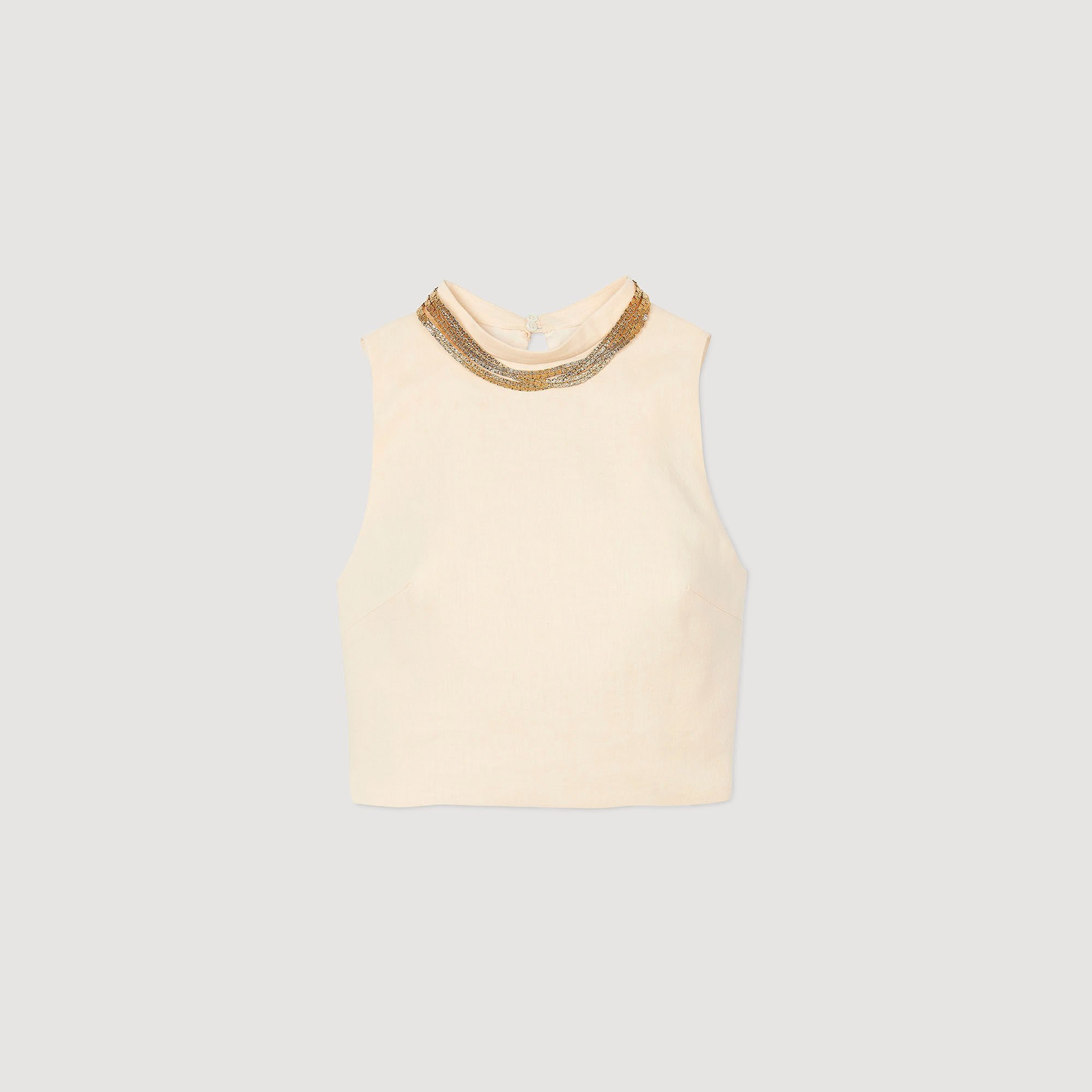 Knit crop top with necklace