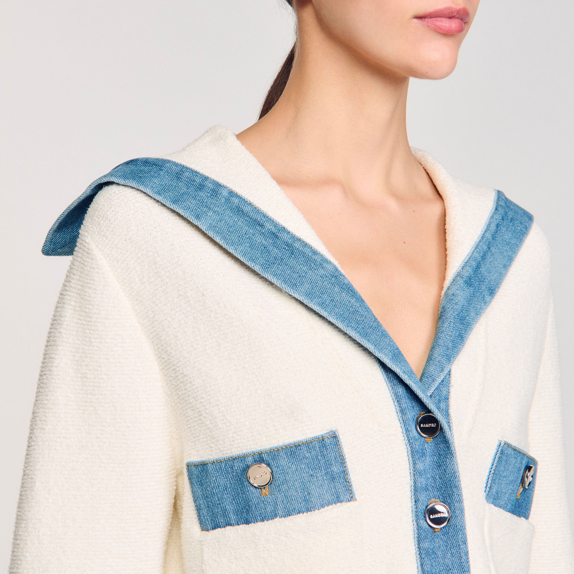 Cardigan with denim details