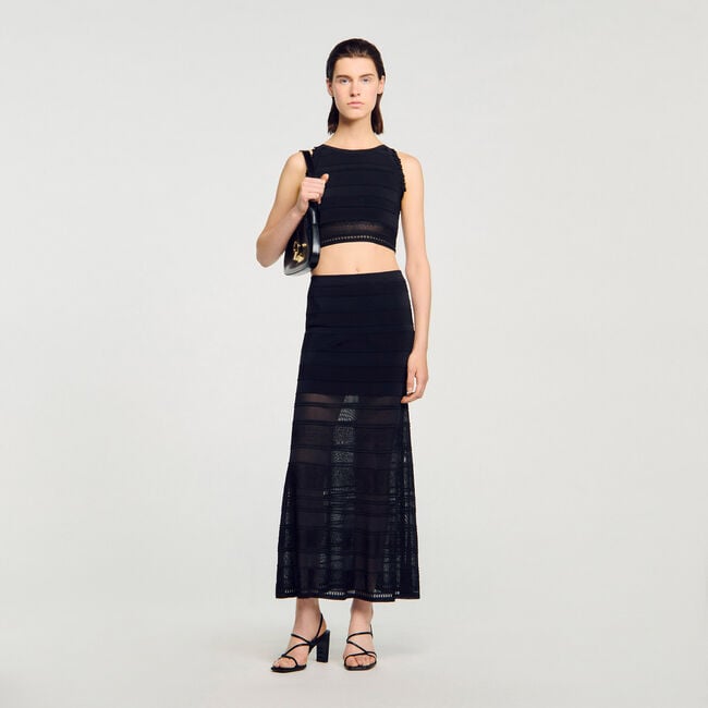 Long decorative knit skirt