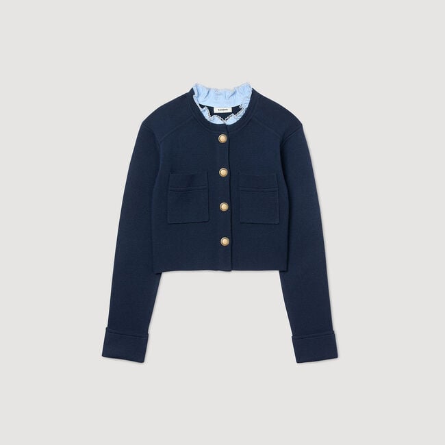 Cardigan with ruffle collar