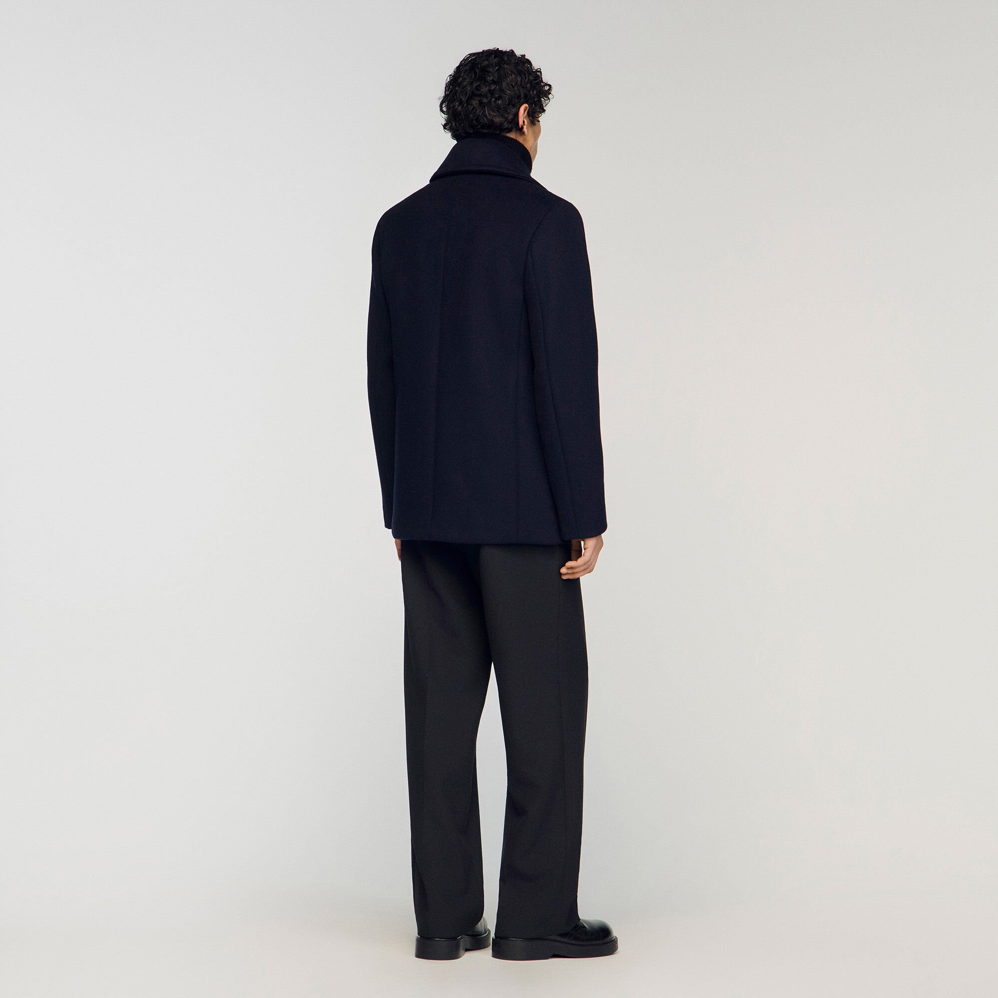 Straight-fit wool-blend coat