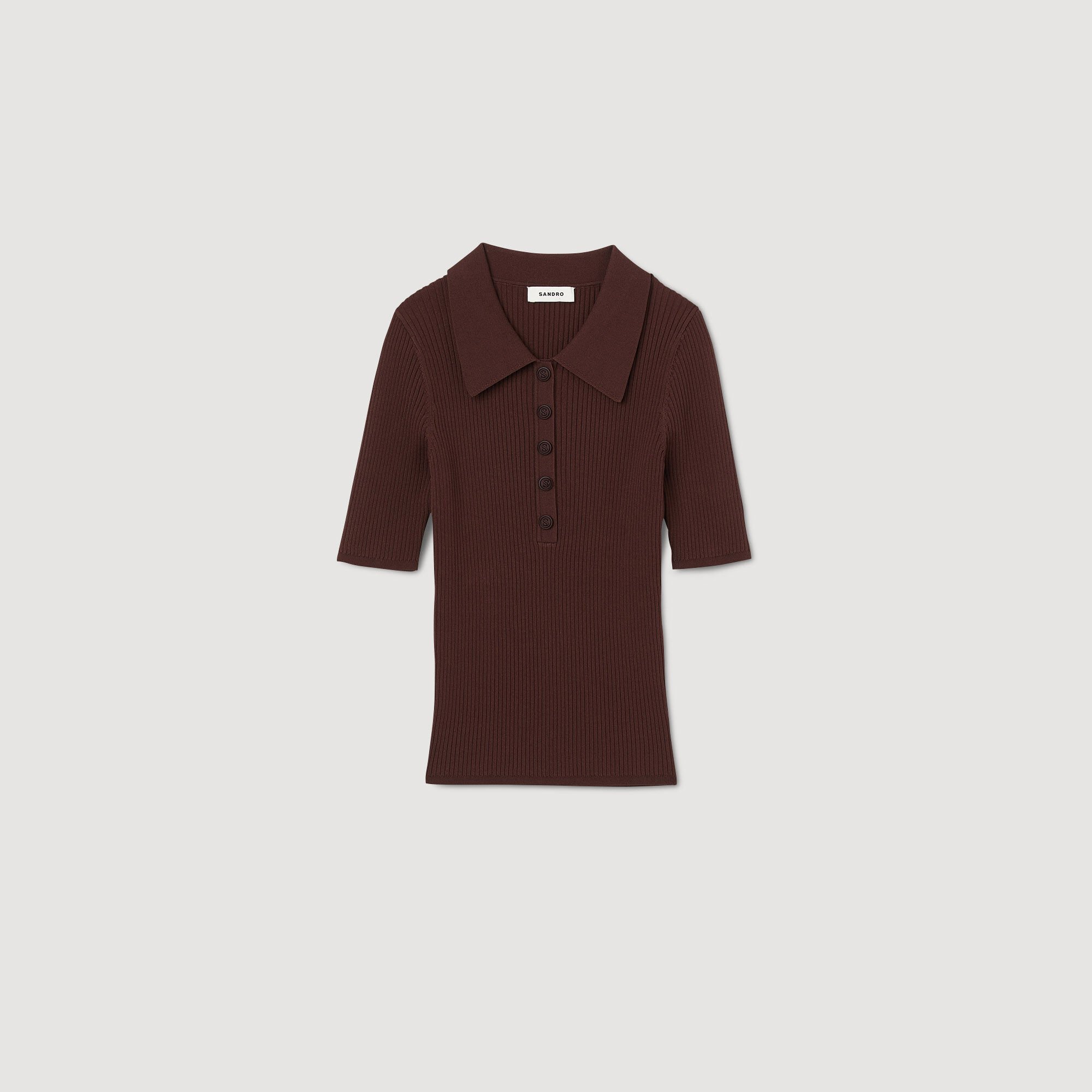 Short-sleeved polo neck sweater