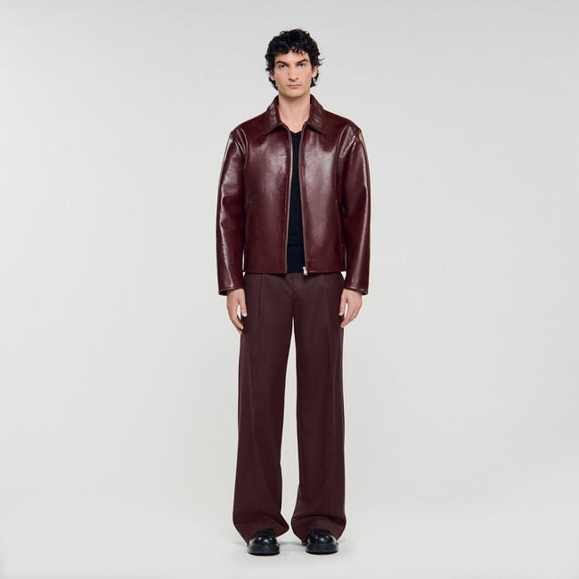 Zip-up leather jacket