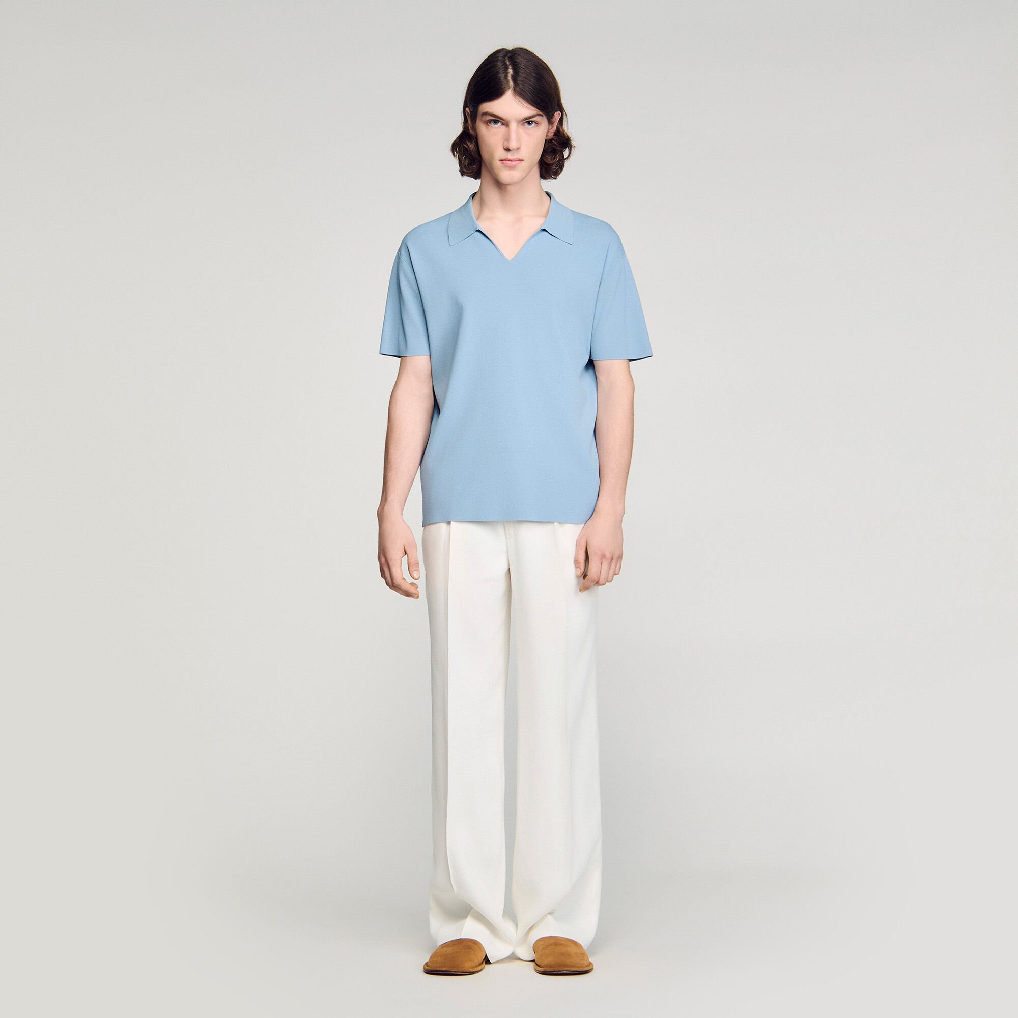 Stretch knit polo shirt