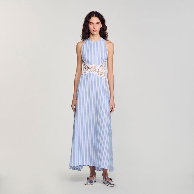 Striped maxi dress with lace
