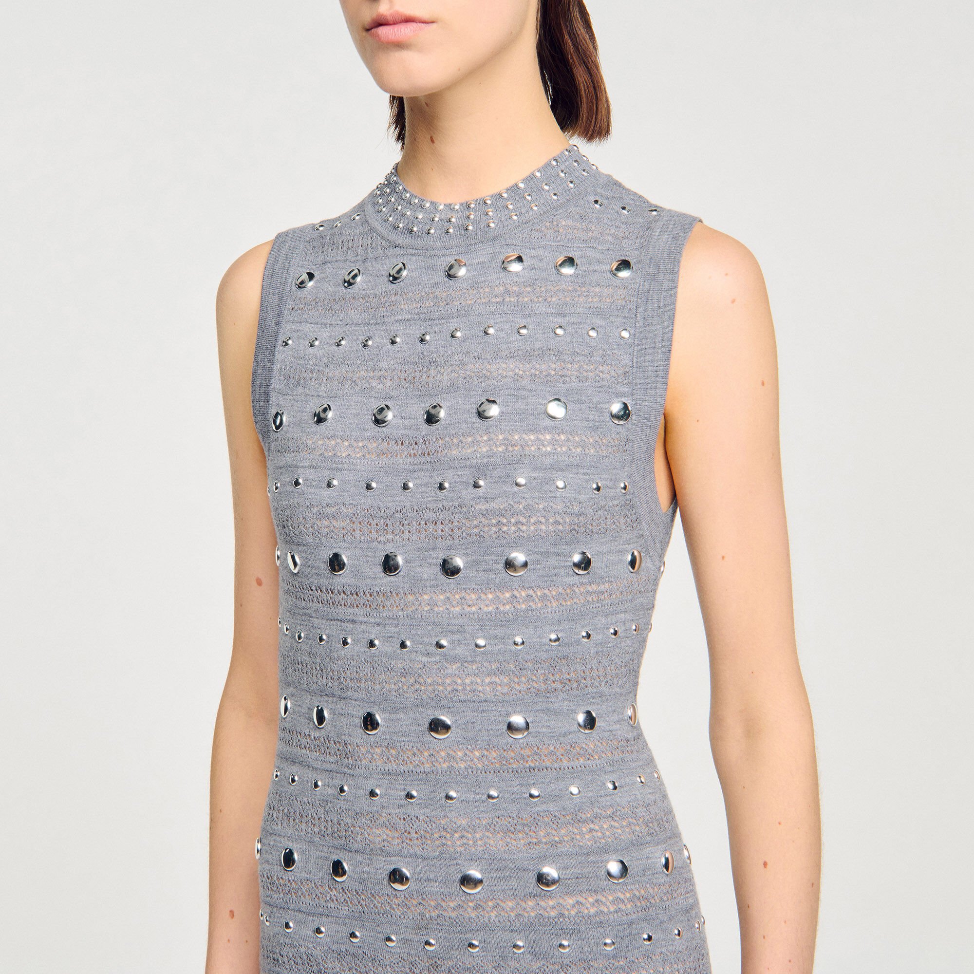 Knit maxi dress with studs
