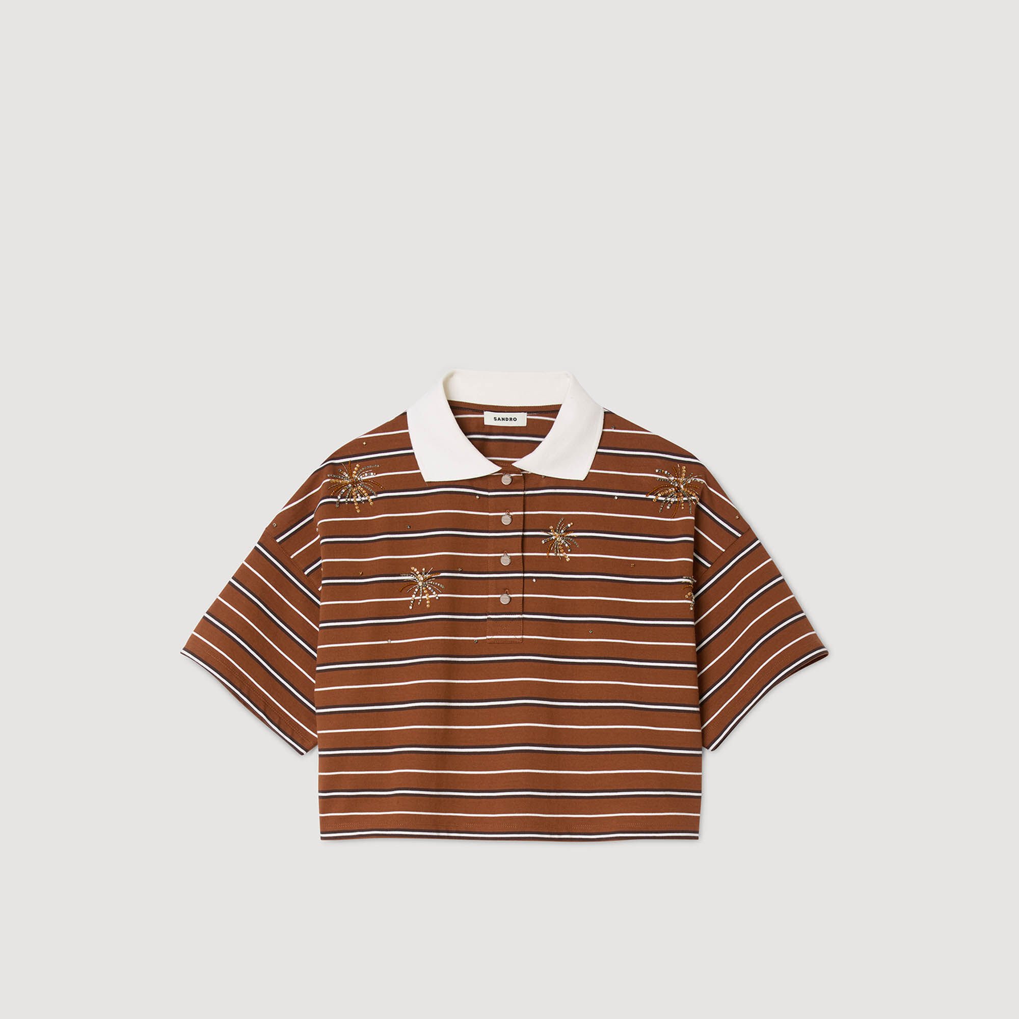 Striped rhinestone polo