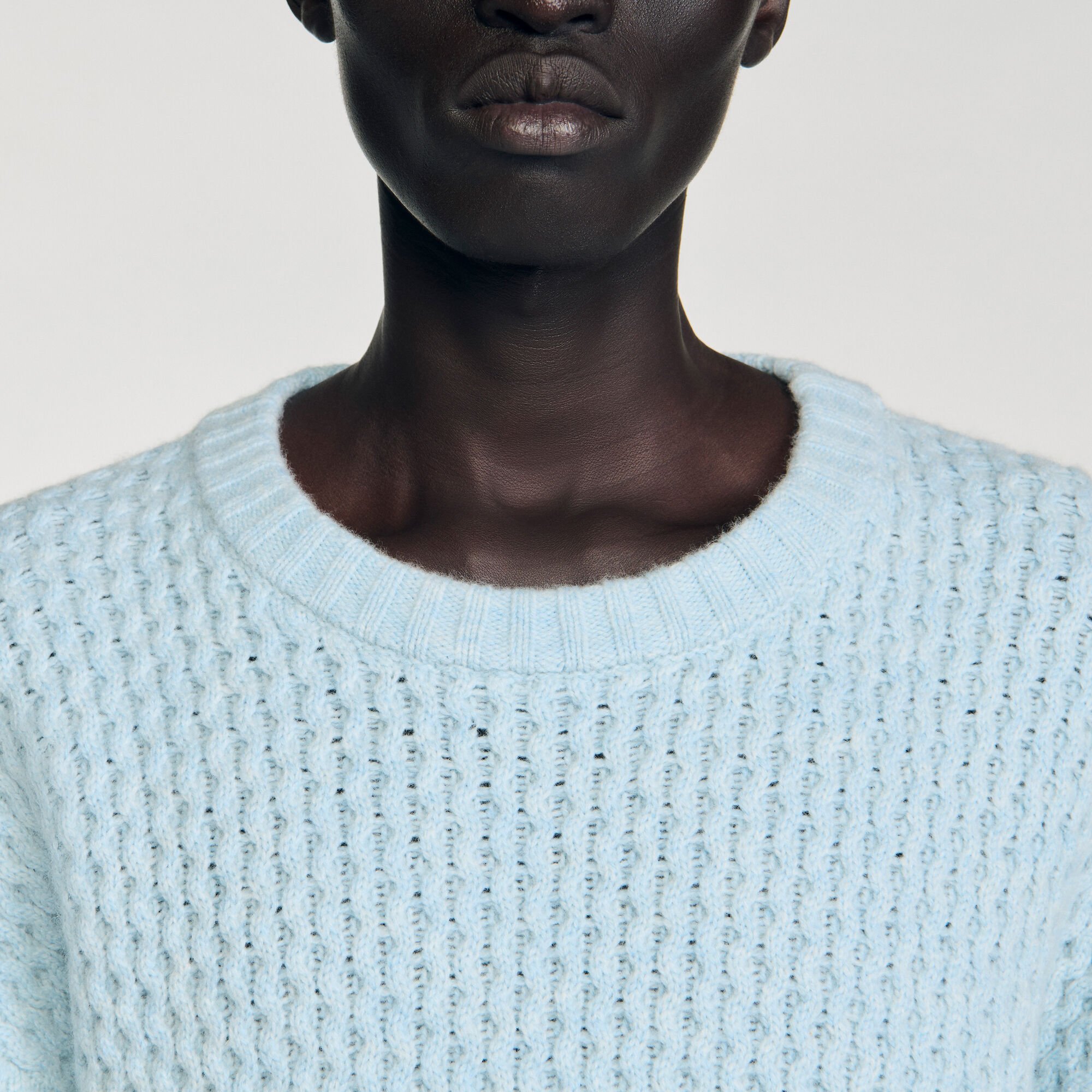 Honeycomb stitch wool sweater