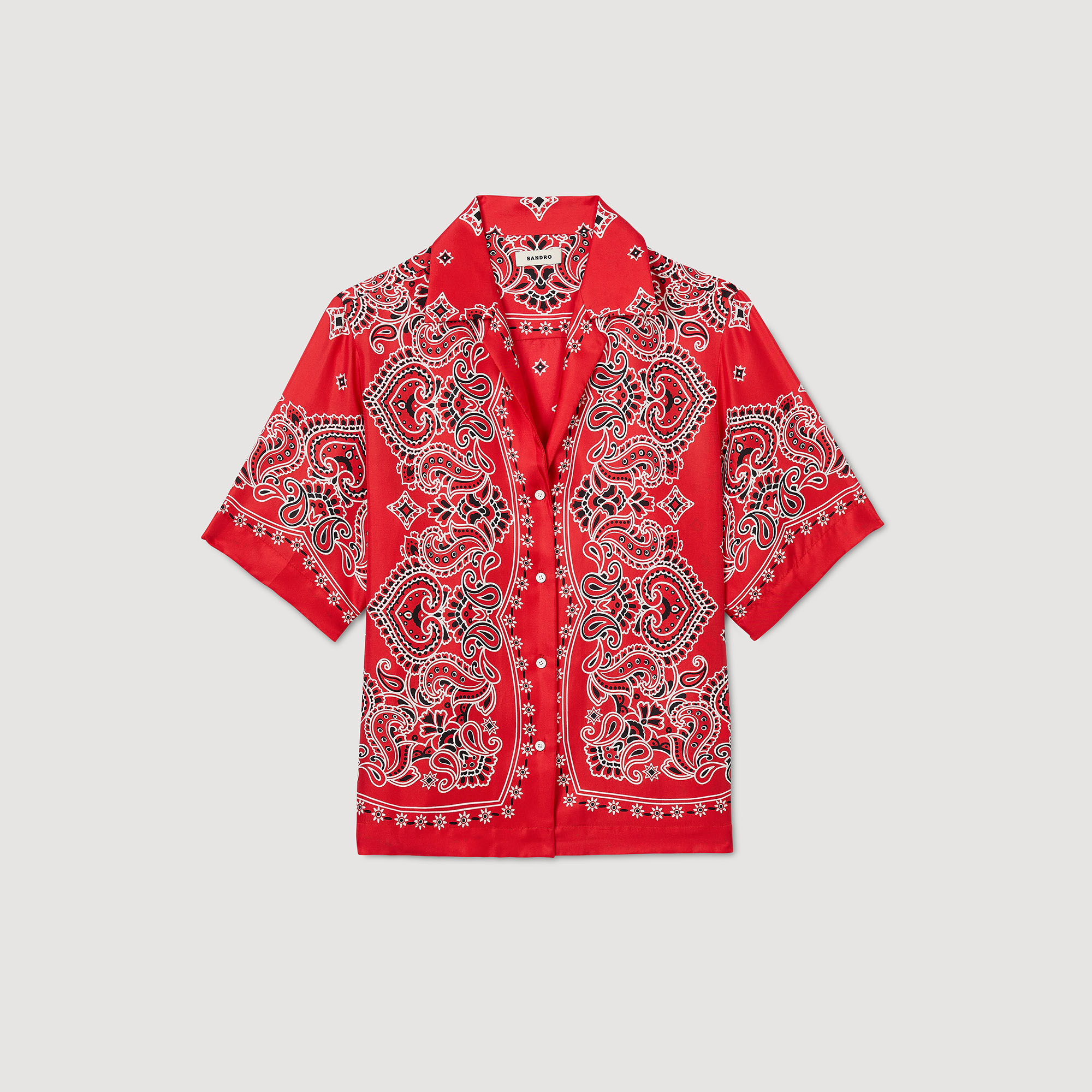 【代引き不可】 Bandana print silk shirt red For Women | Sandro Paris トップス