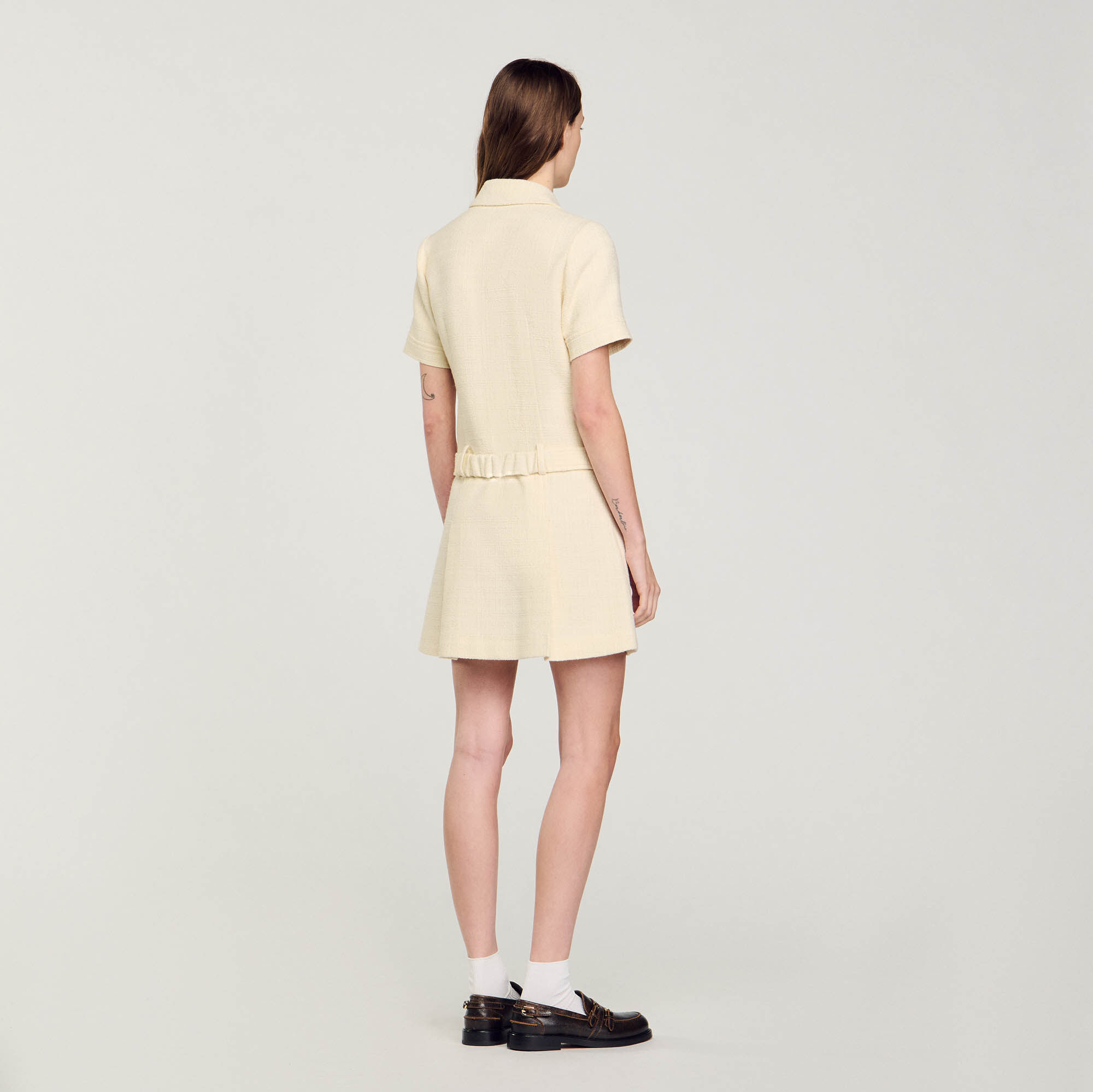 Short tweed dress white / beige For Women | Sandro Paris Short tweed dress white / beige For Women | Sandro Paris
