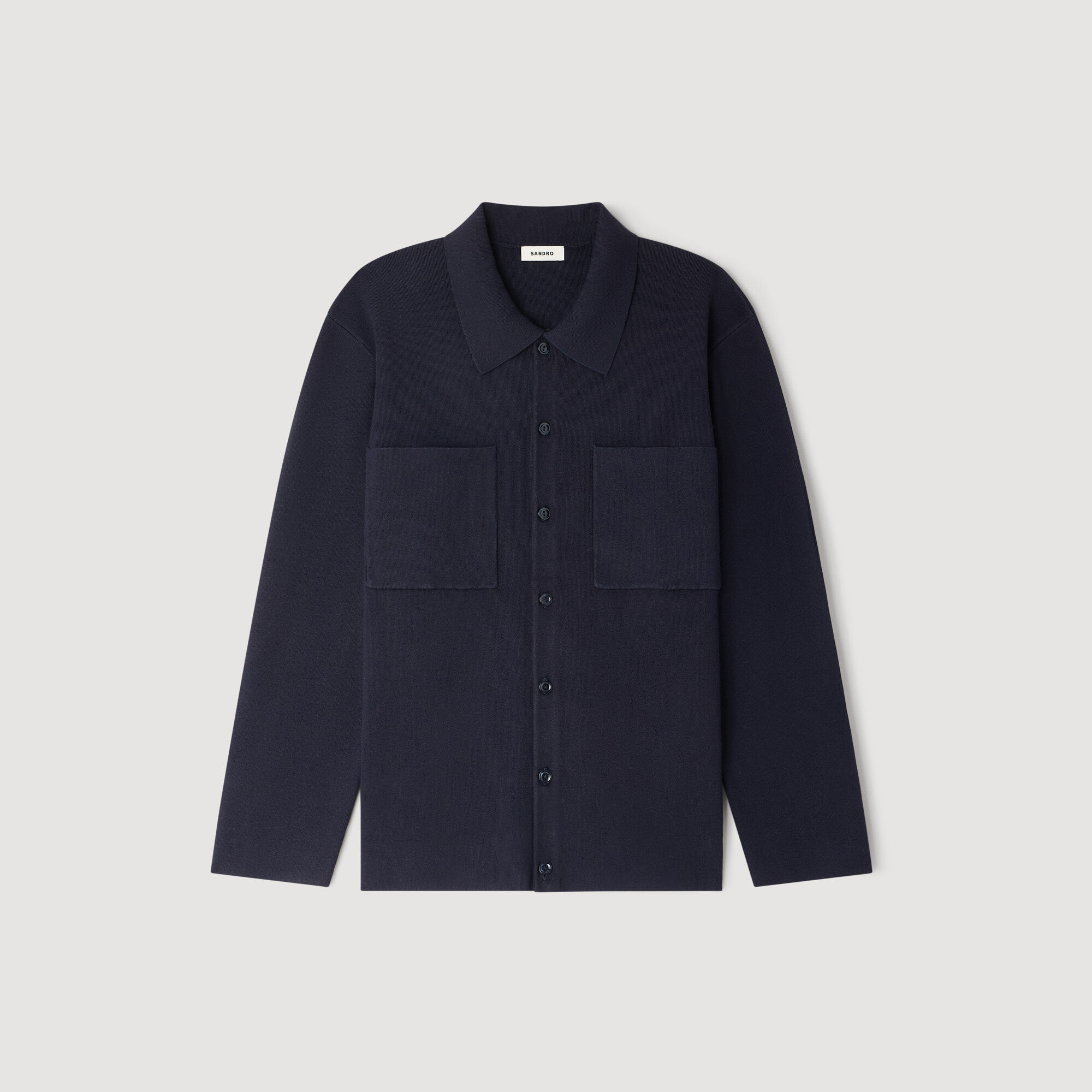 Knitted shirt jacket blue for Men | Sandro Paris