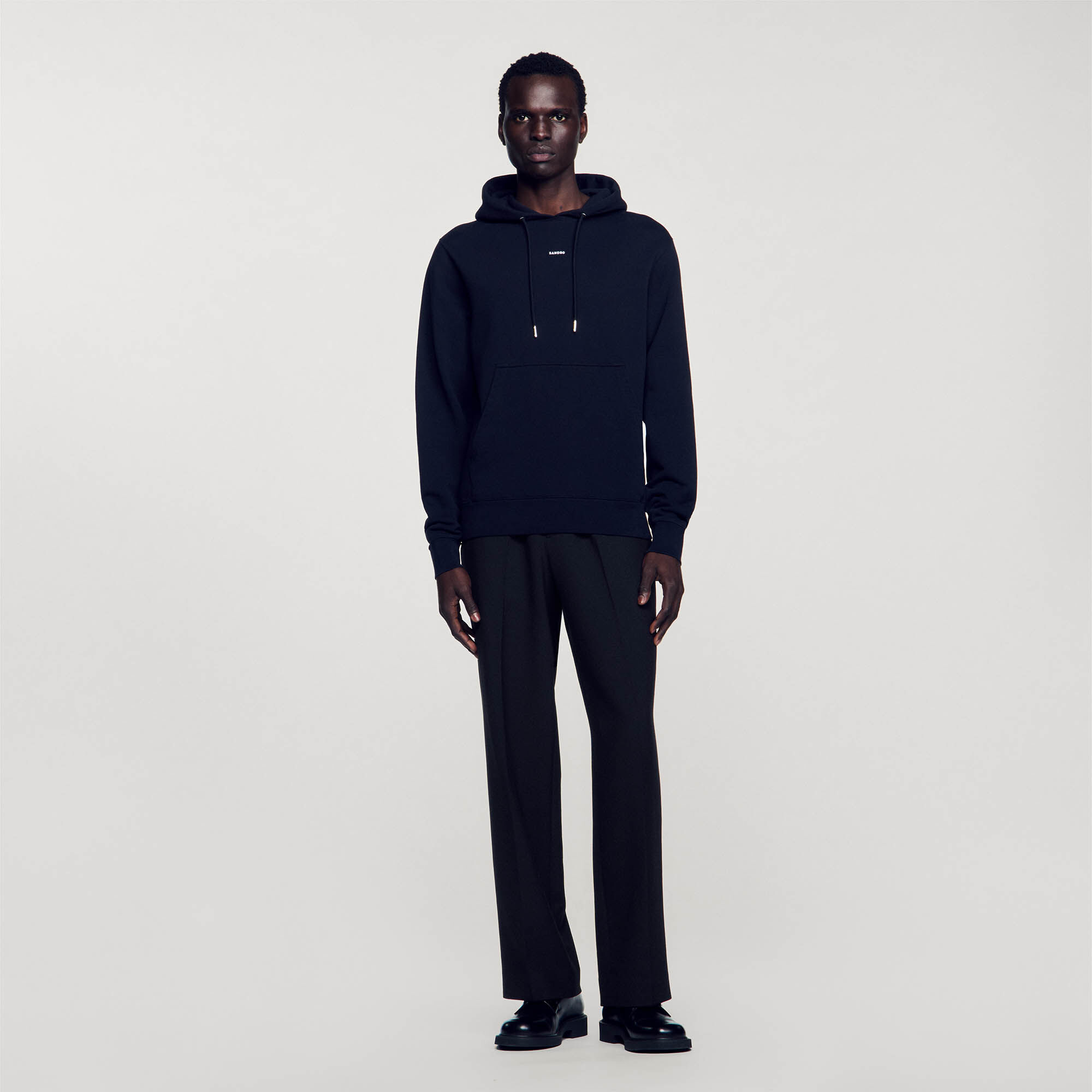 Embroidered hoodie black / gray for Men | Sandro Paris