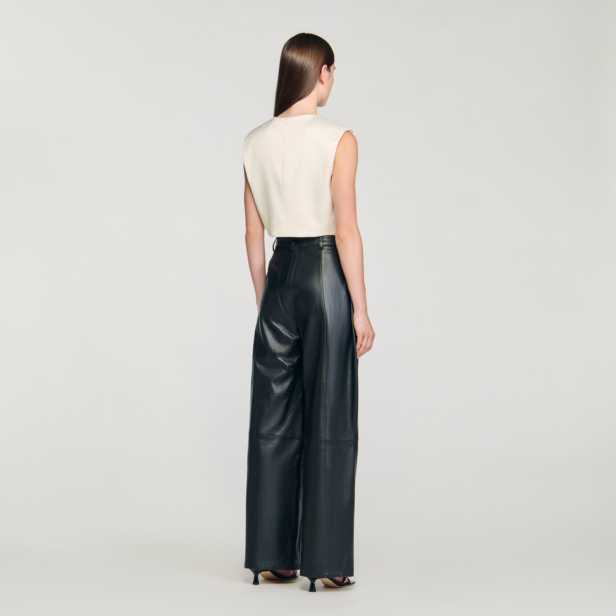 Sleeveless satin crop top