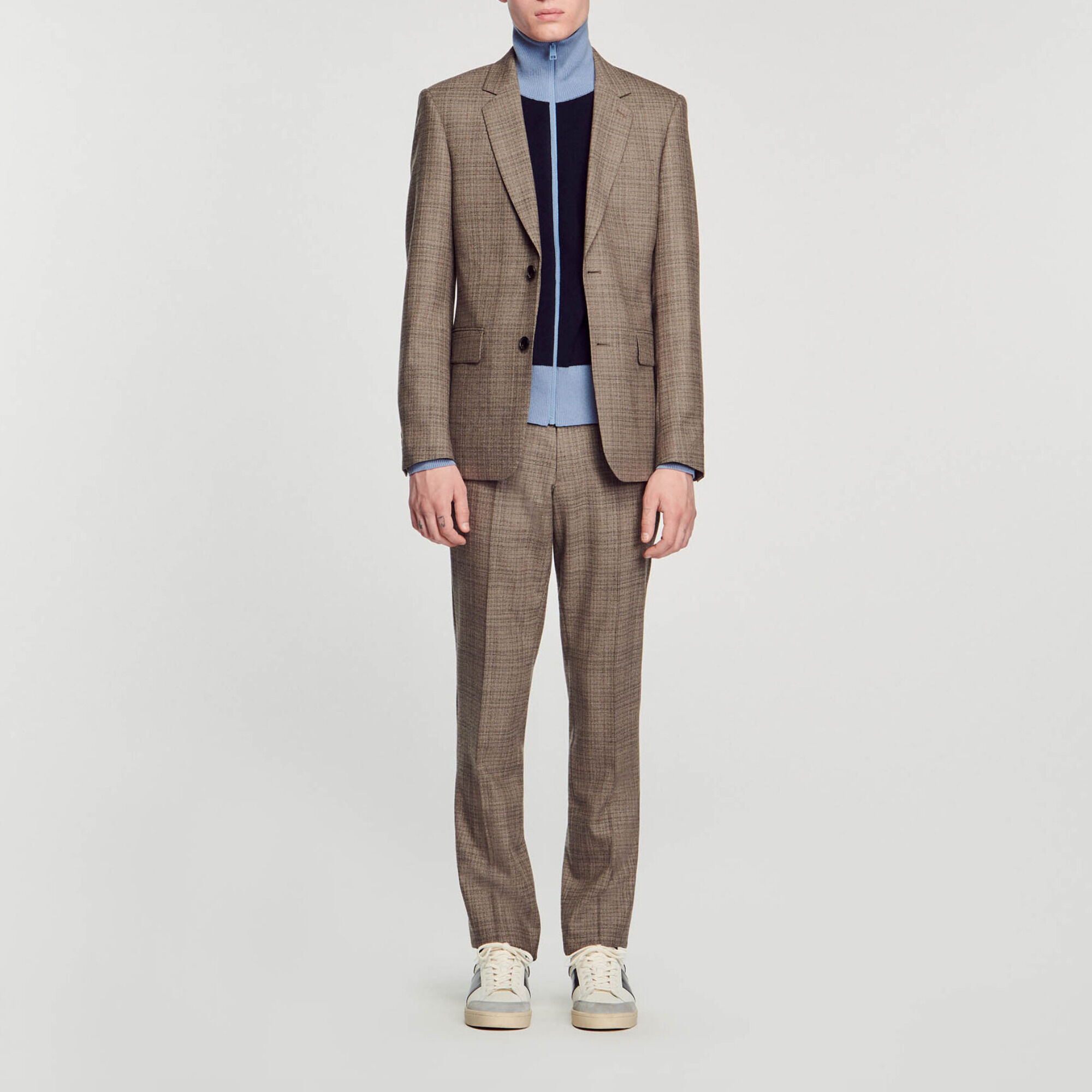 Wool checked suit jacket