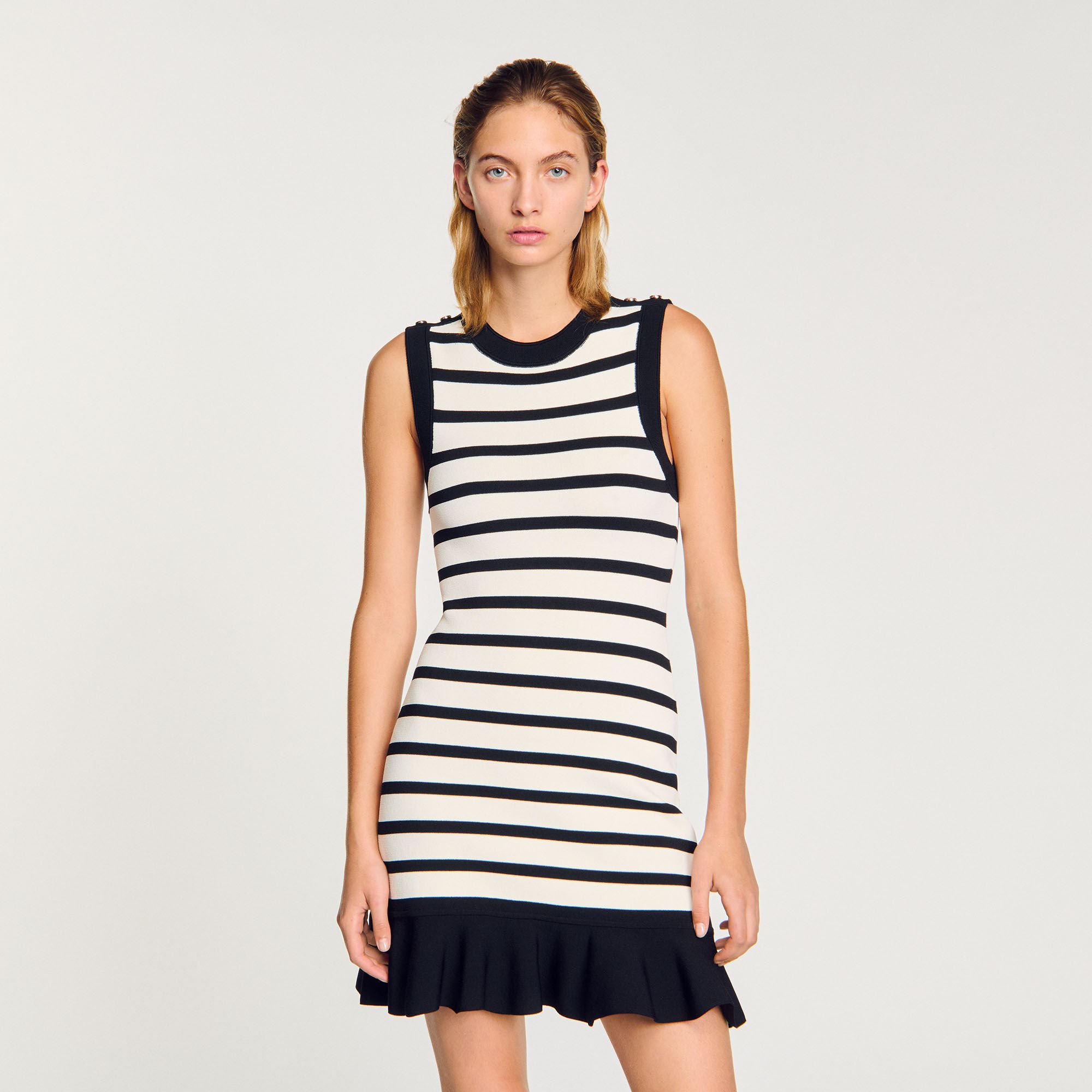 Striped knit mini dress