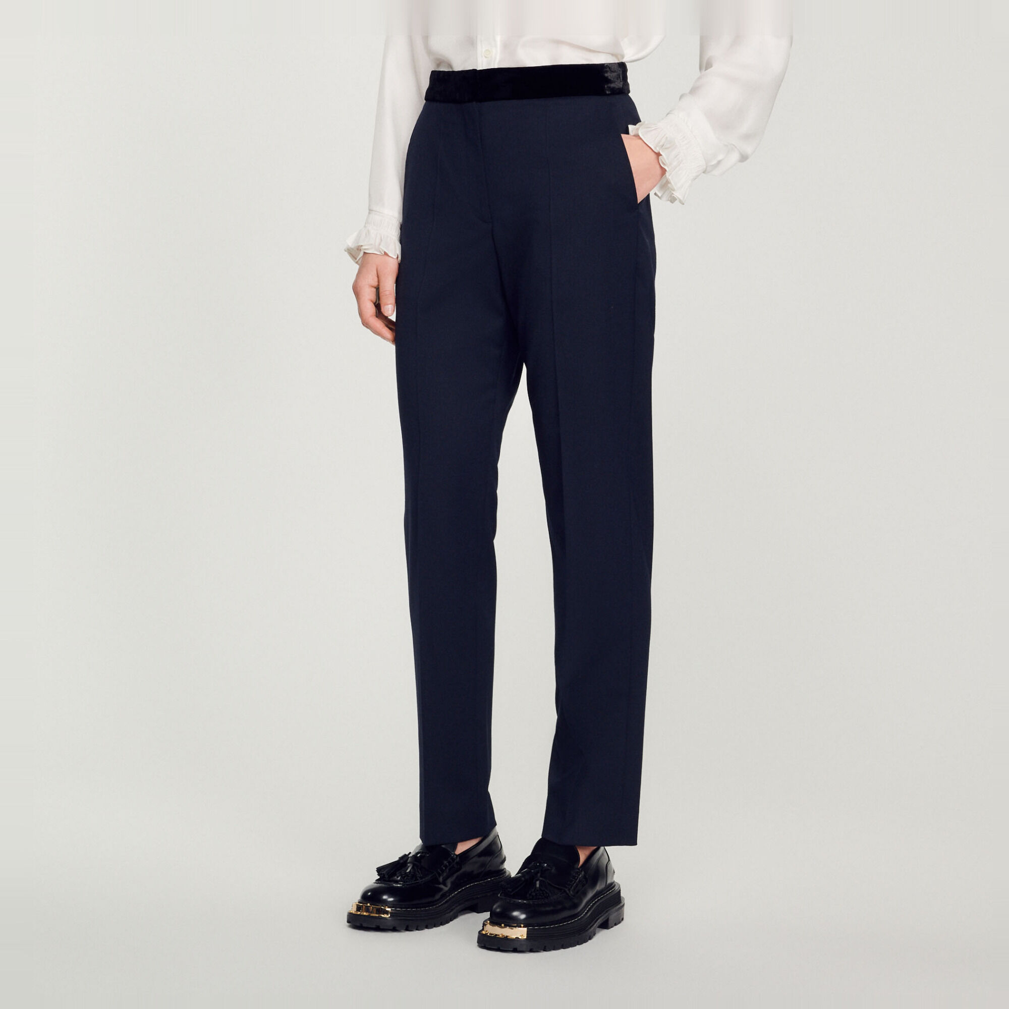 【SANDRO】Sequin Suit Pants Sequinned suit trousers black / gray For Women | Sandro Paris