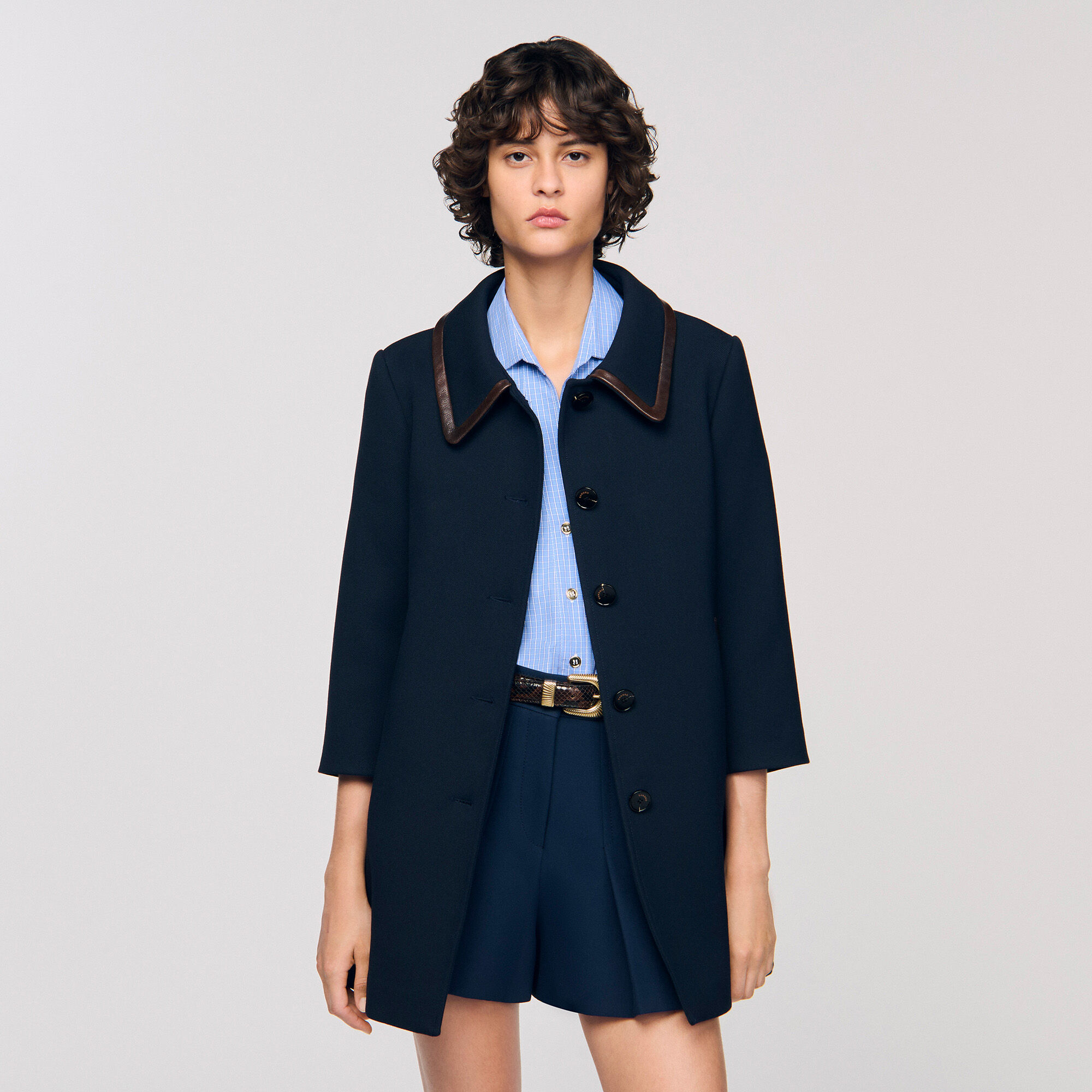 sandro paris  コート Long coat blue For Women | Sandro Paris