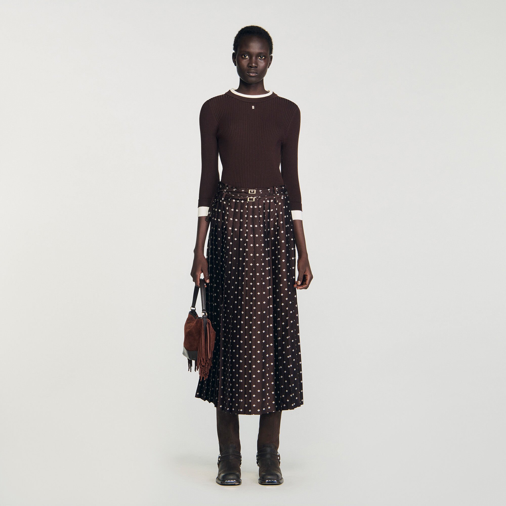 Scarf print midi skirt