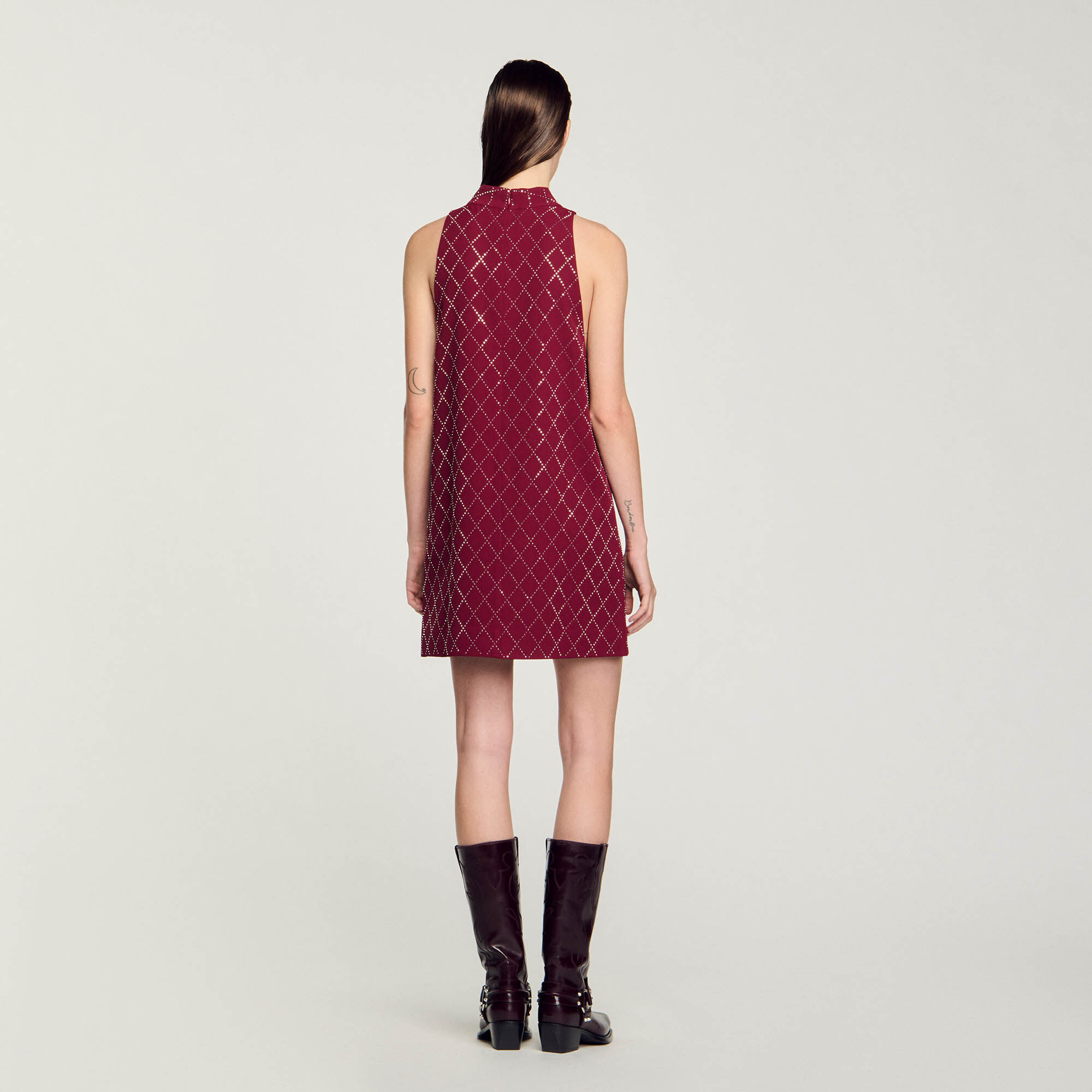 Studded diamond short dress