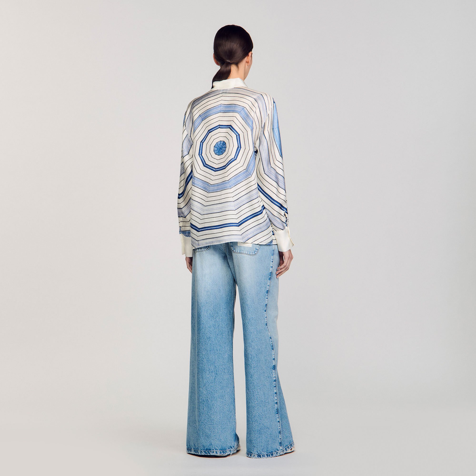Spiral-motif silk shirt
