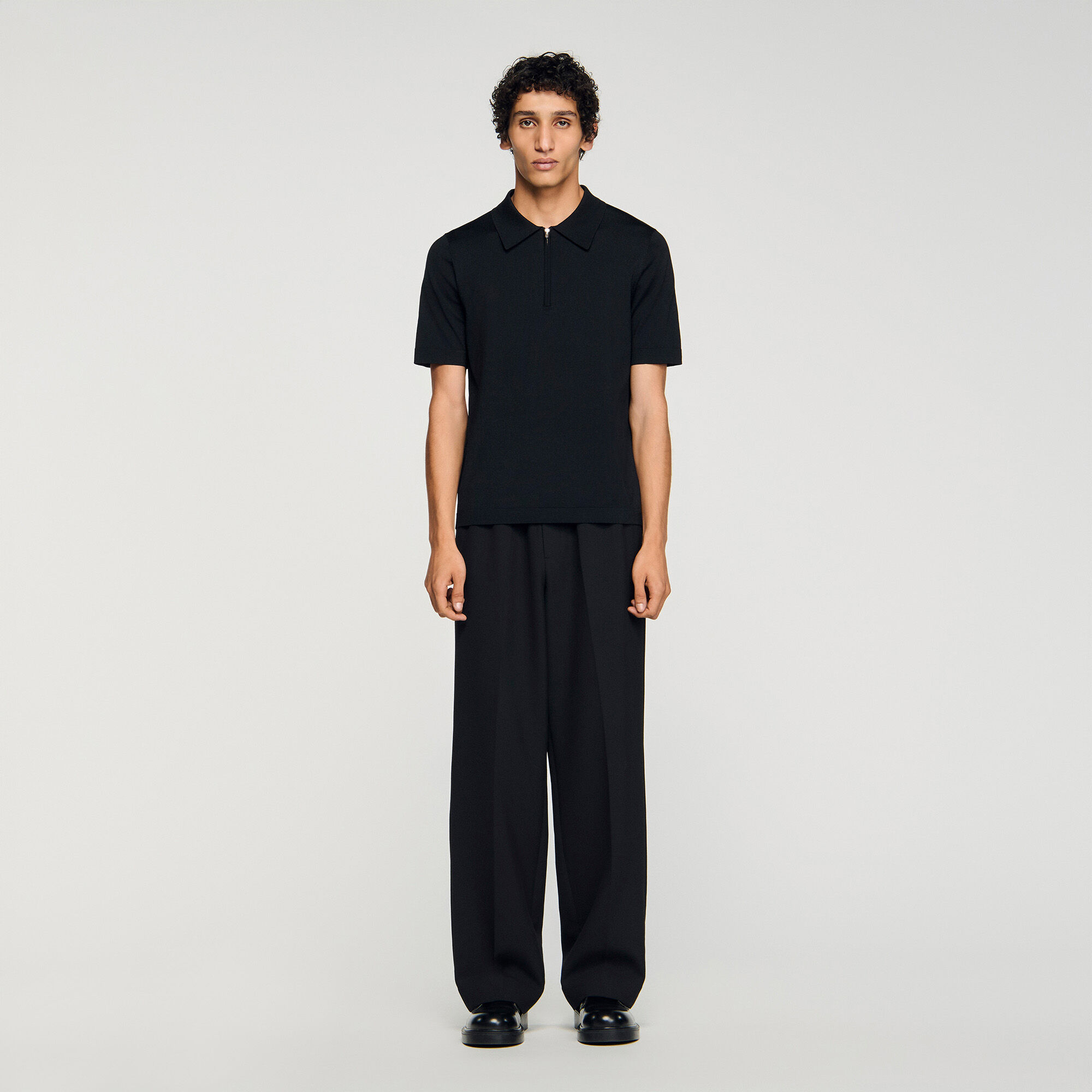Knitted polo with zip collar