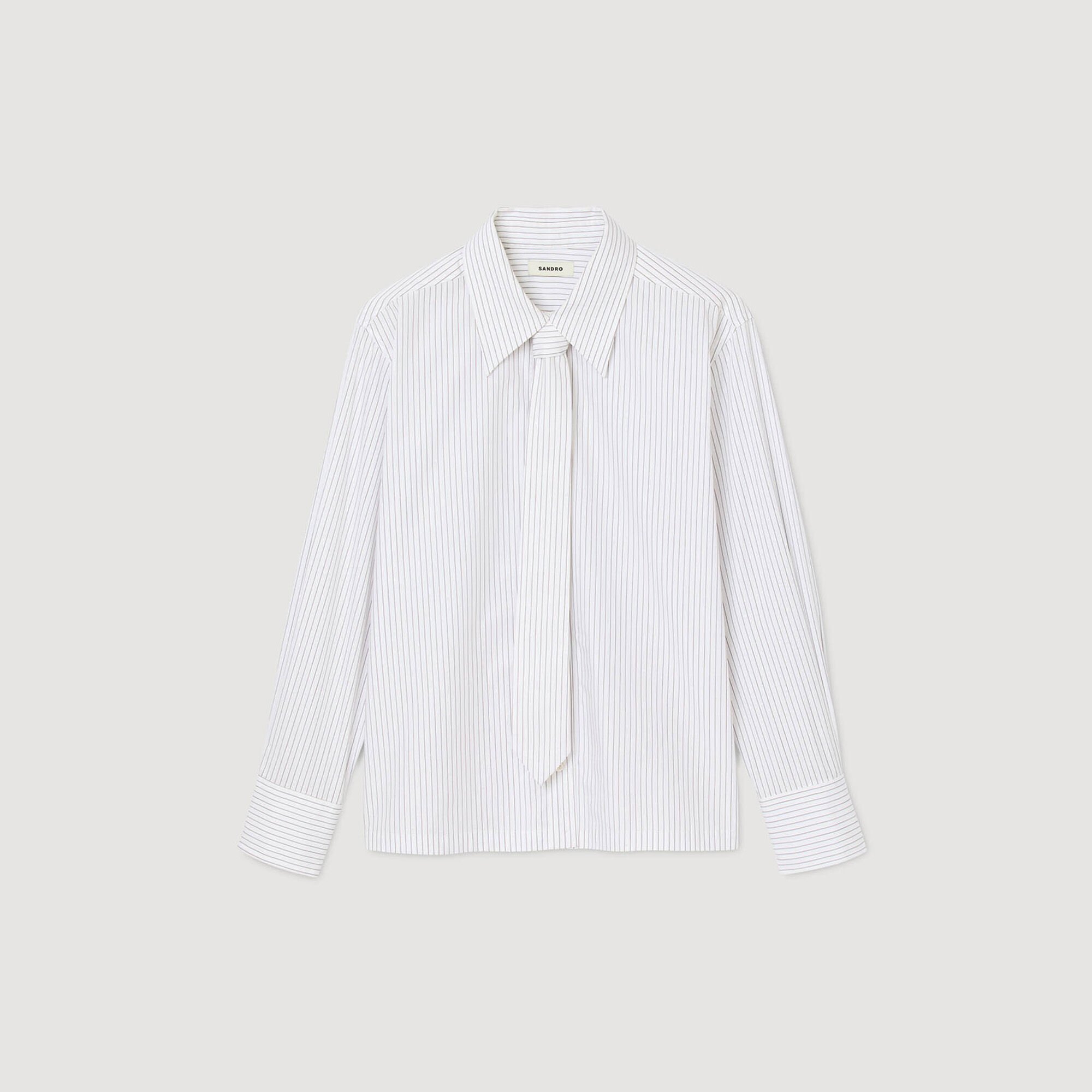 Striped shirt with detachable tie