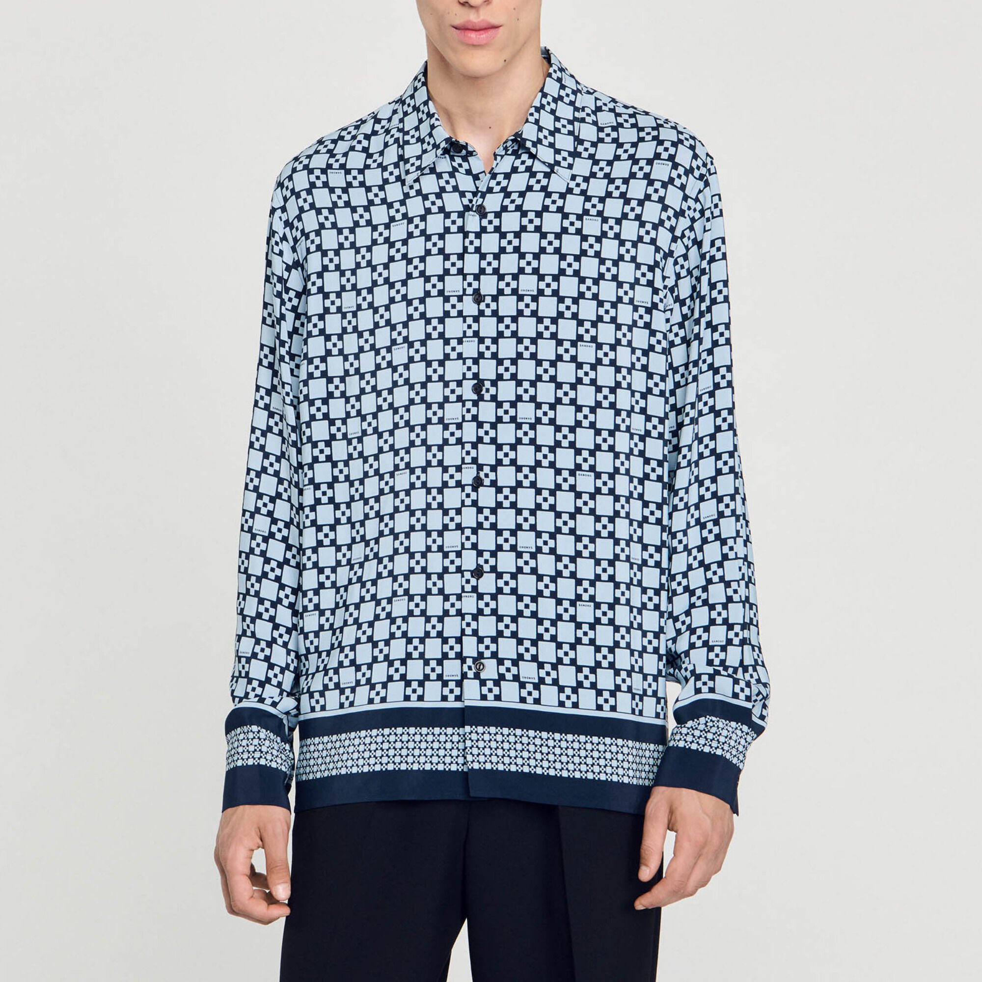 Square cross motif flowing shirt