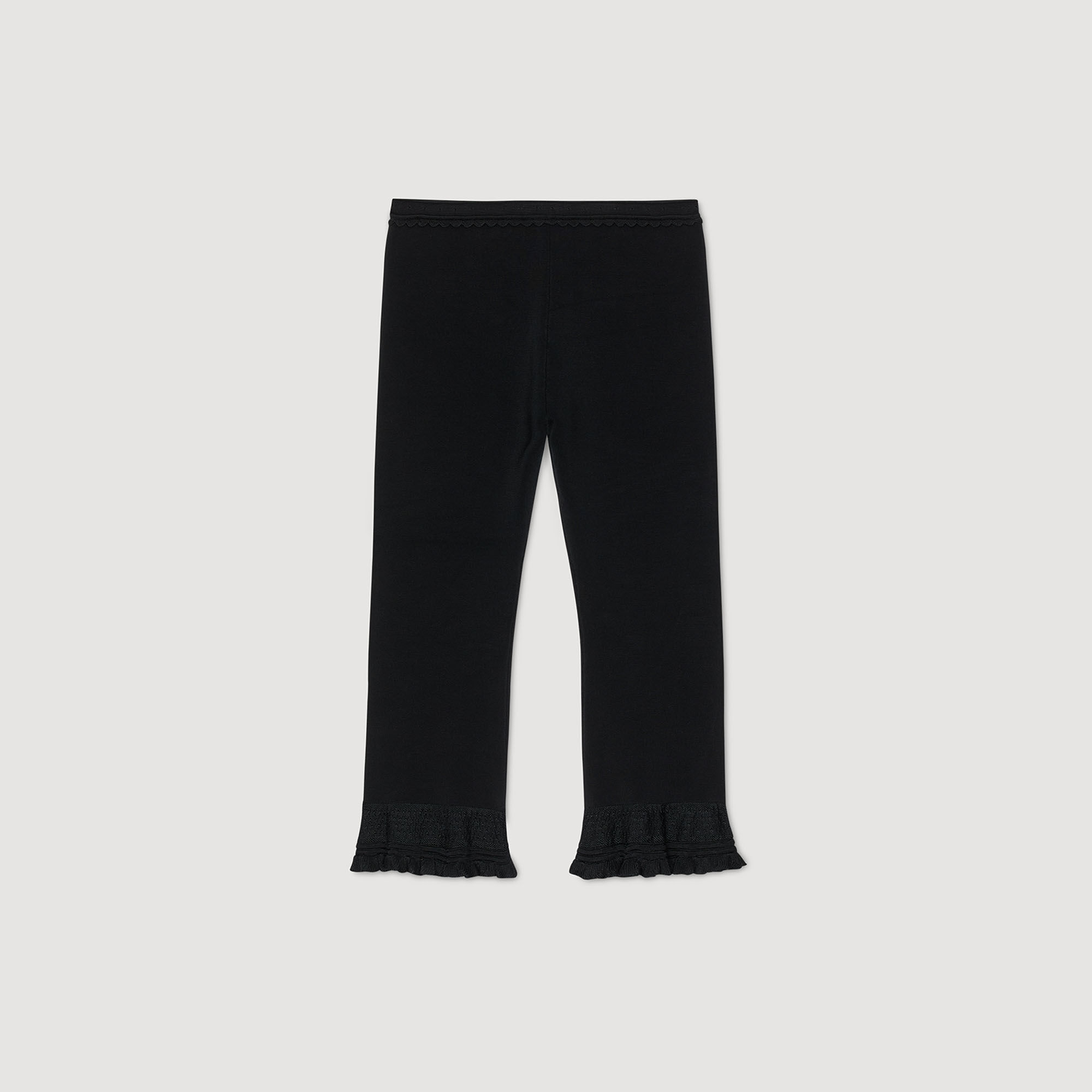 ★ PISCESS★ Lace Frill Capri Pants Black 5008519134 Magnolia Lace Ruffle Capri Legging - Black | Fashion Nova