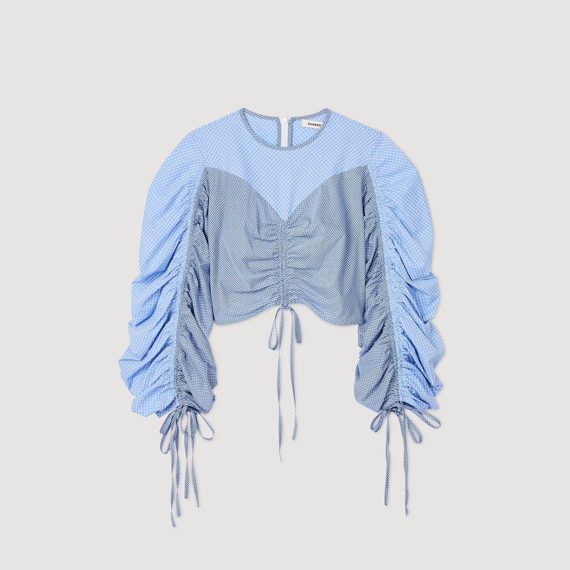 Patterned top with drawstrings
