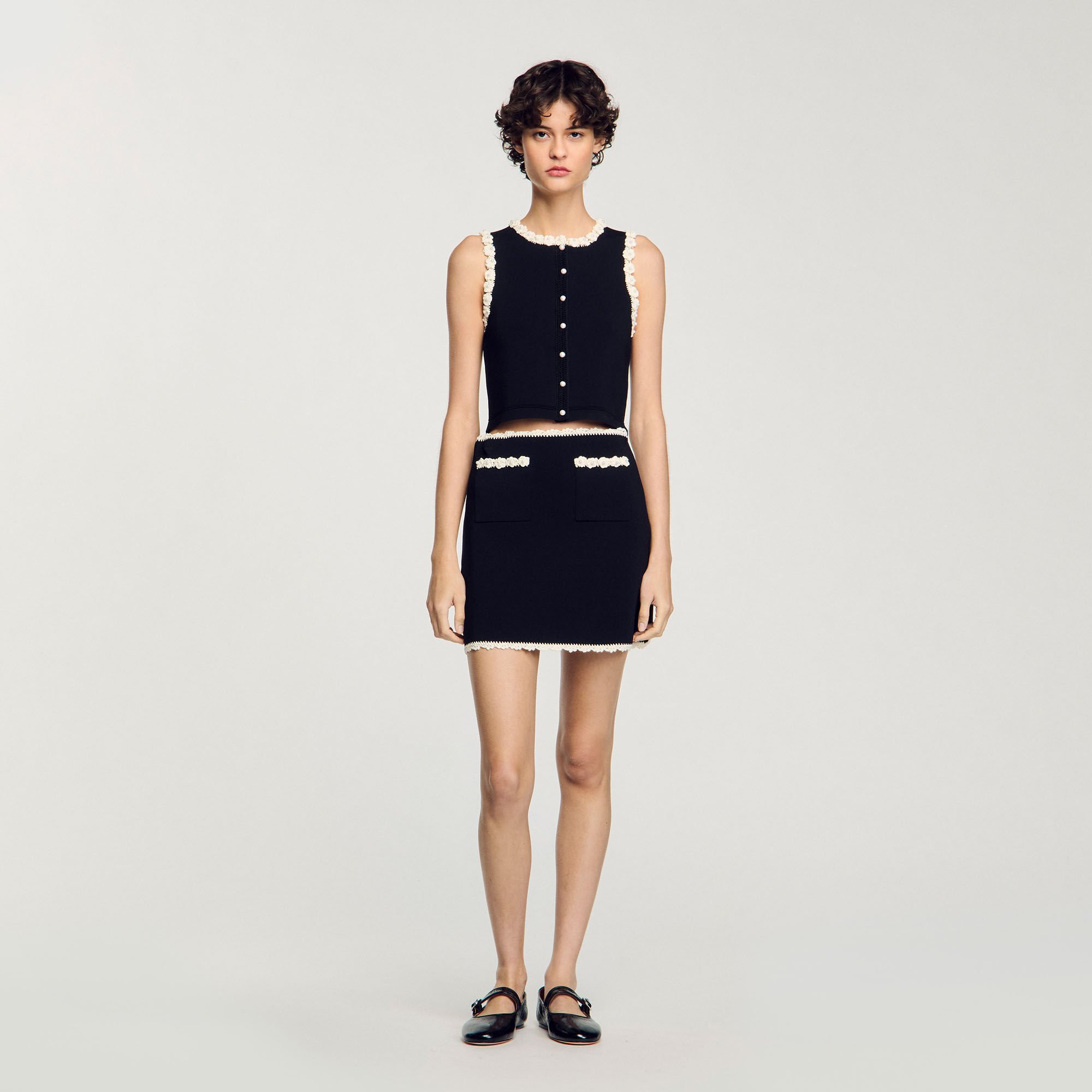Mini skirt with crochet details