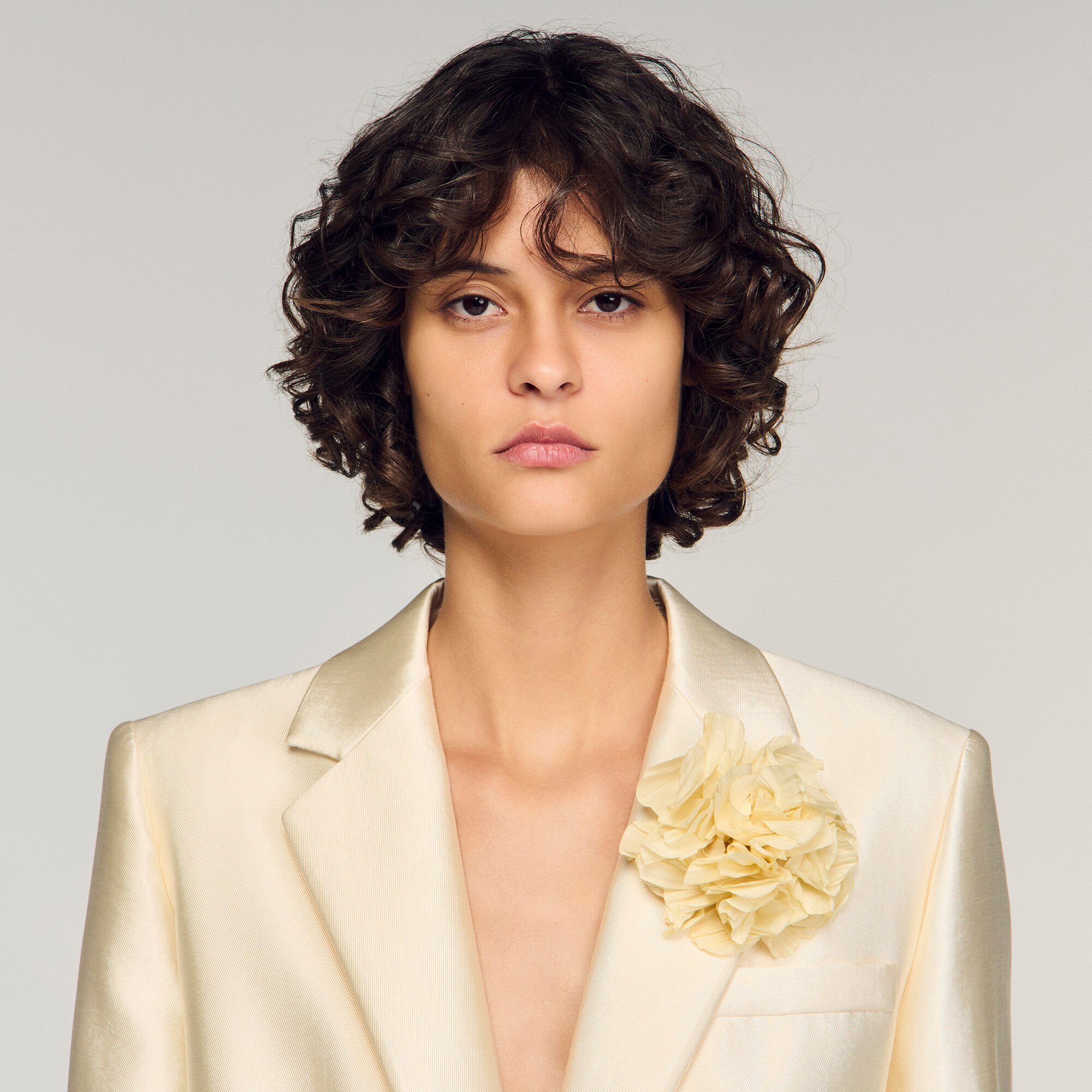 Satin jacket with flower detail