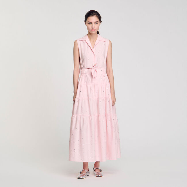 Rhinestone tie-front maxi dress