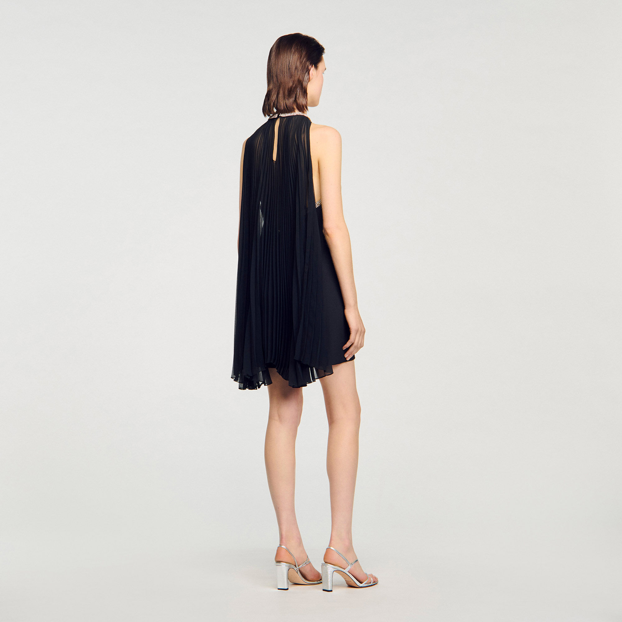 Mini cape dress with rhinestones