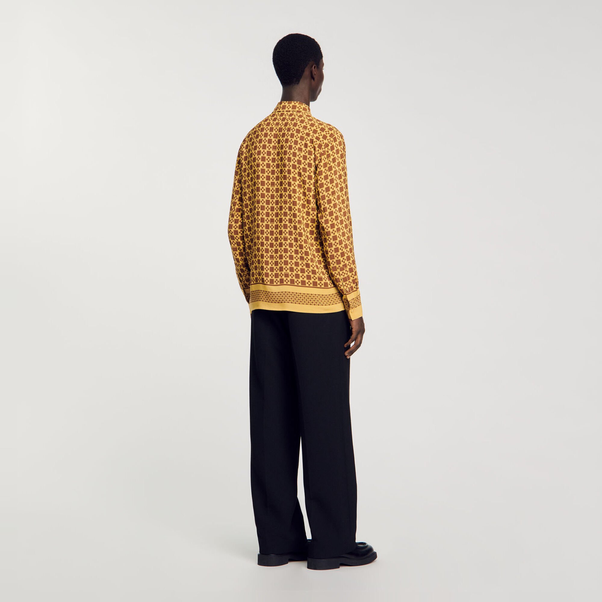 Square cross motif flowing shirt