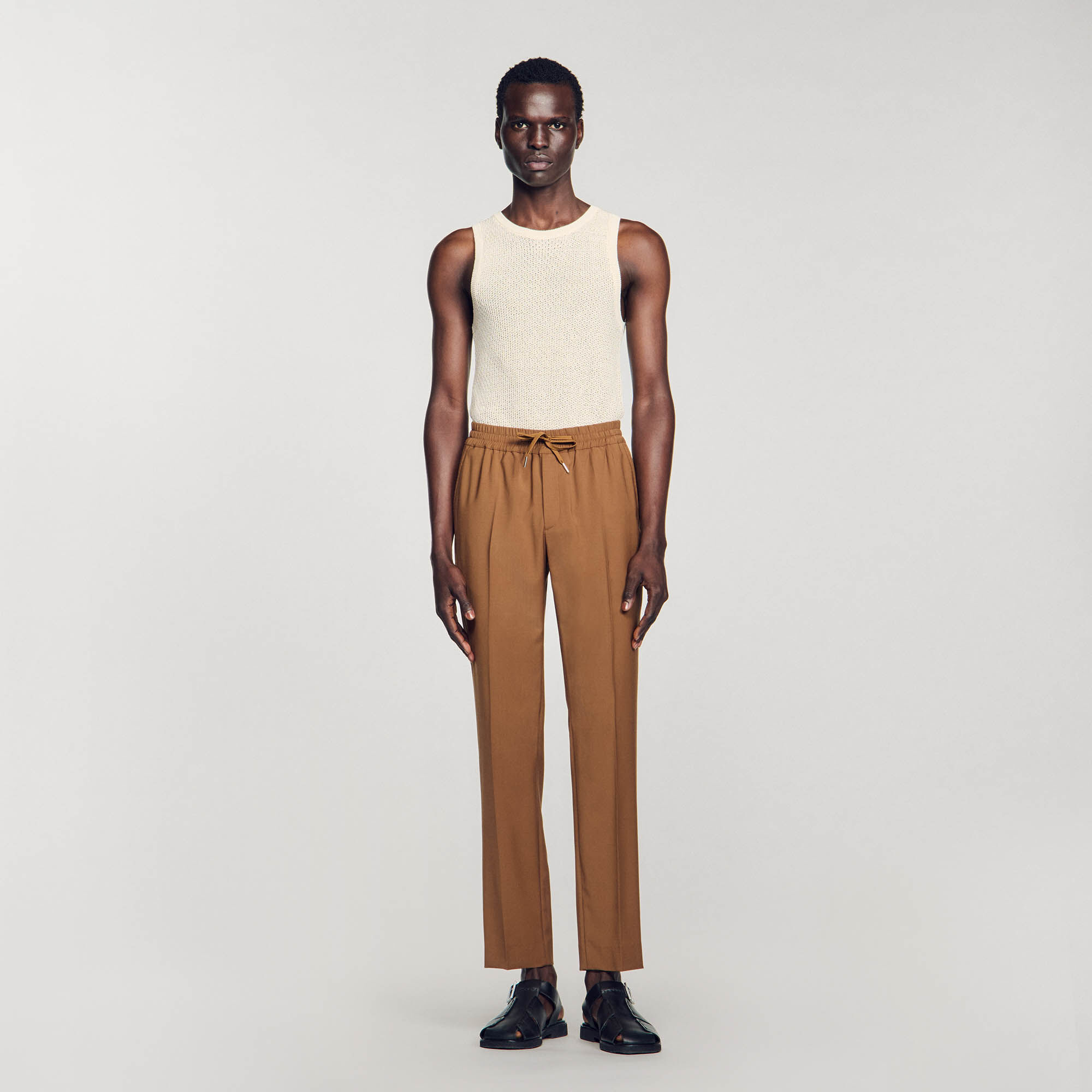 Elasticated straight-leg pants