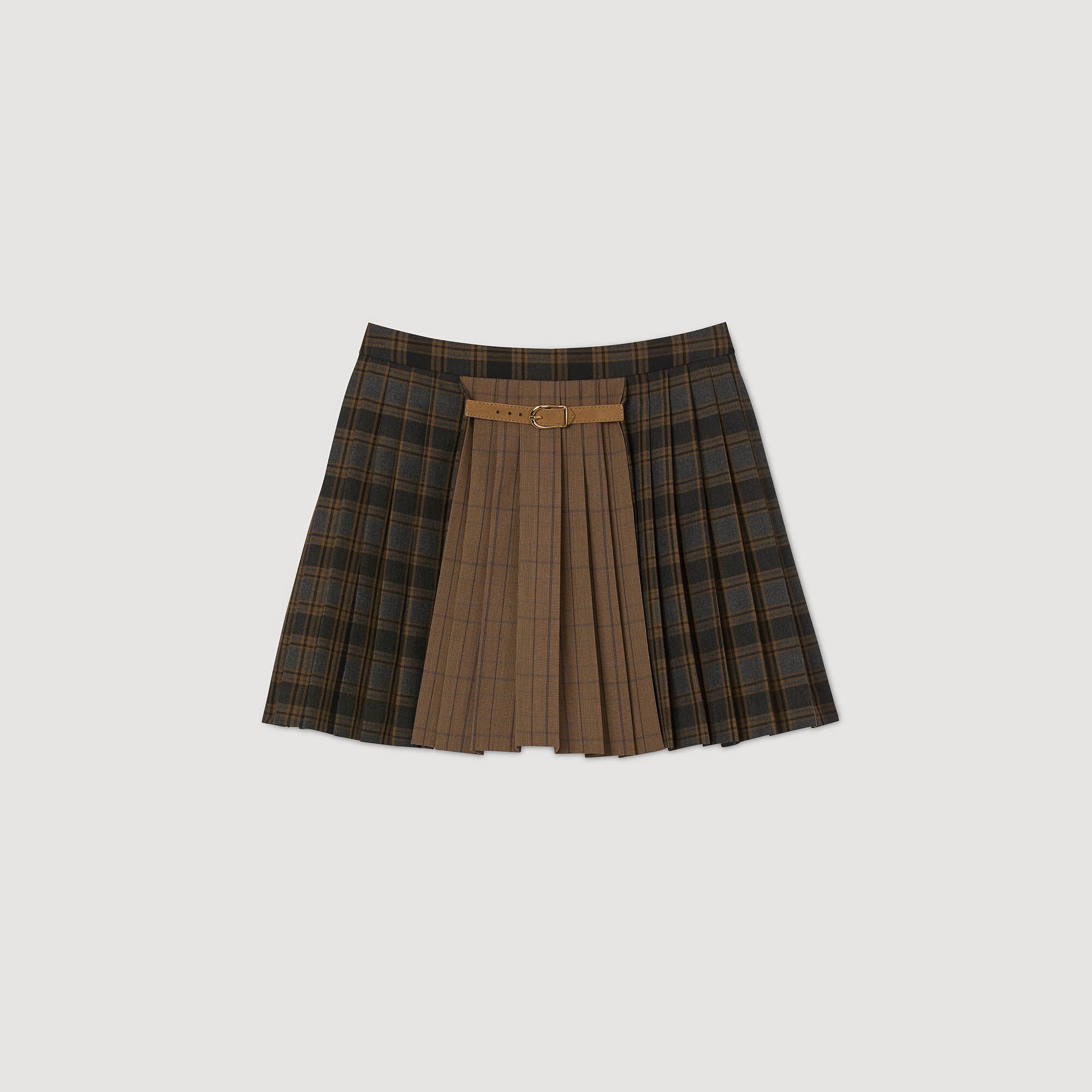 Mini checked pleated skirt