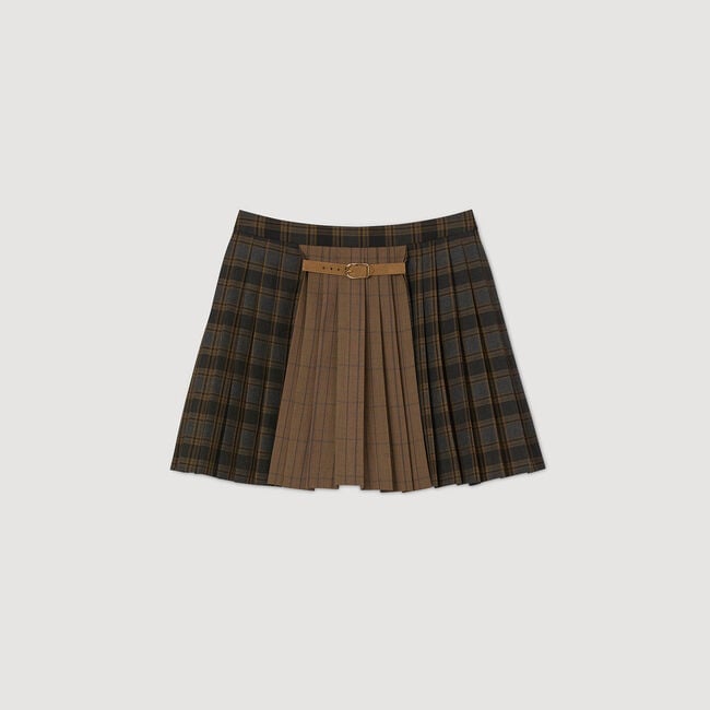 Mini checked pleated skirt