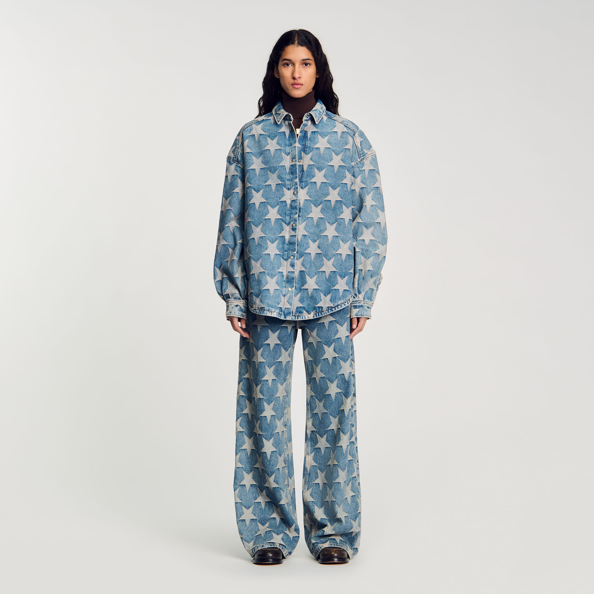Starry denim overshirt jacket