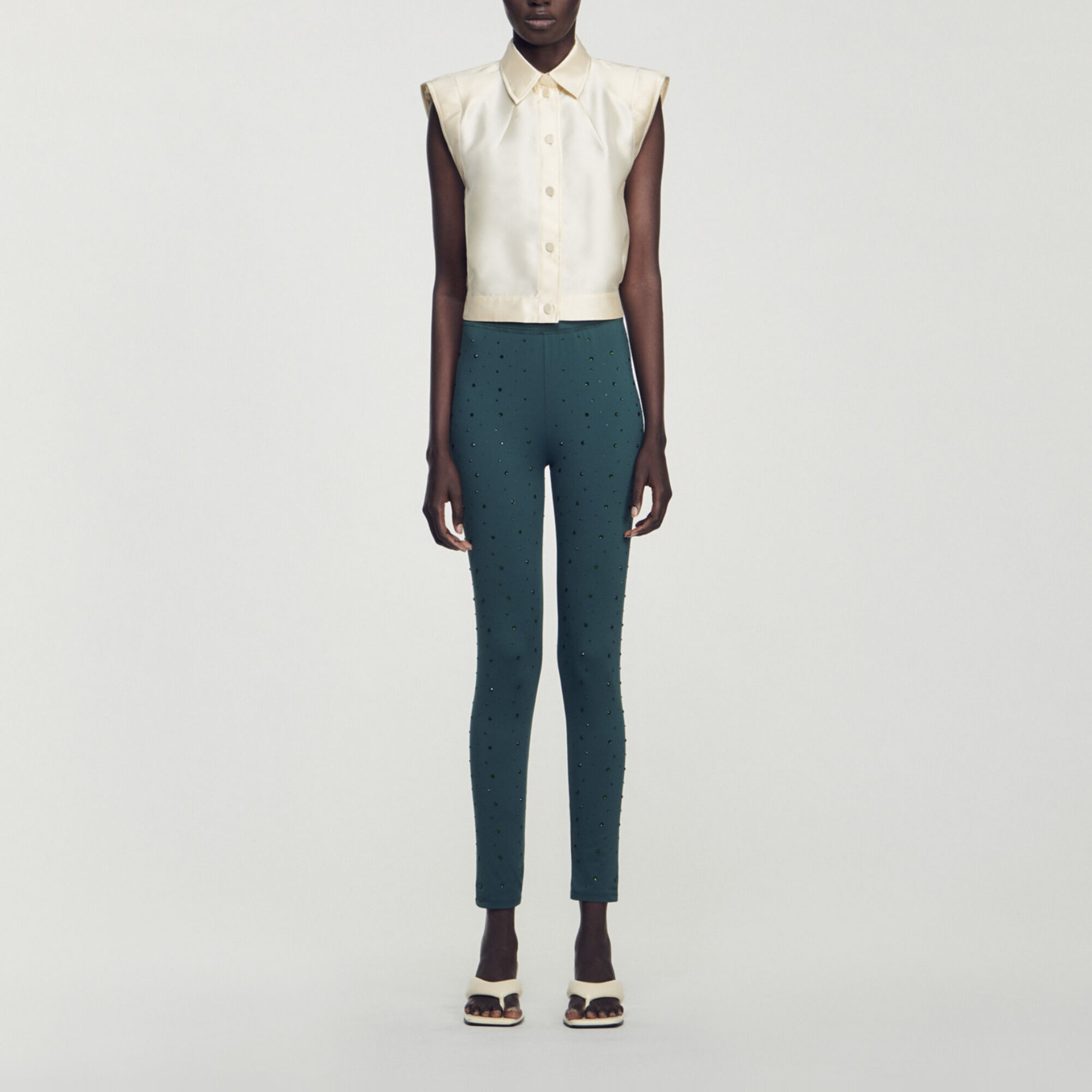 Cropped satin shirt